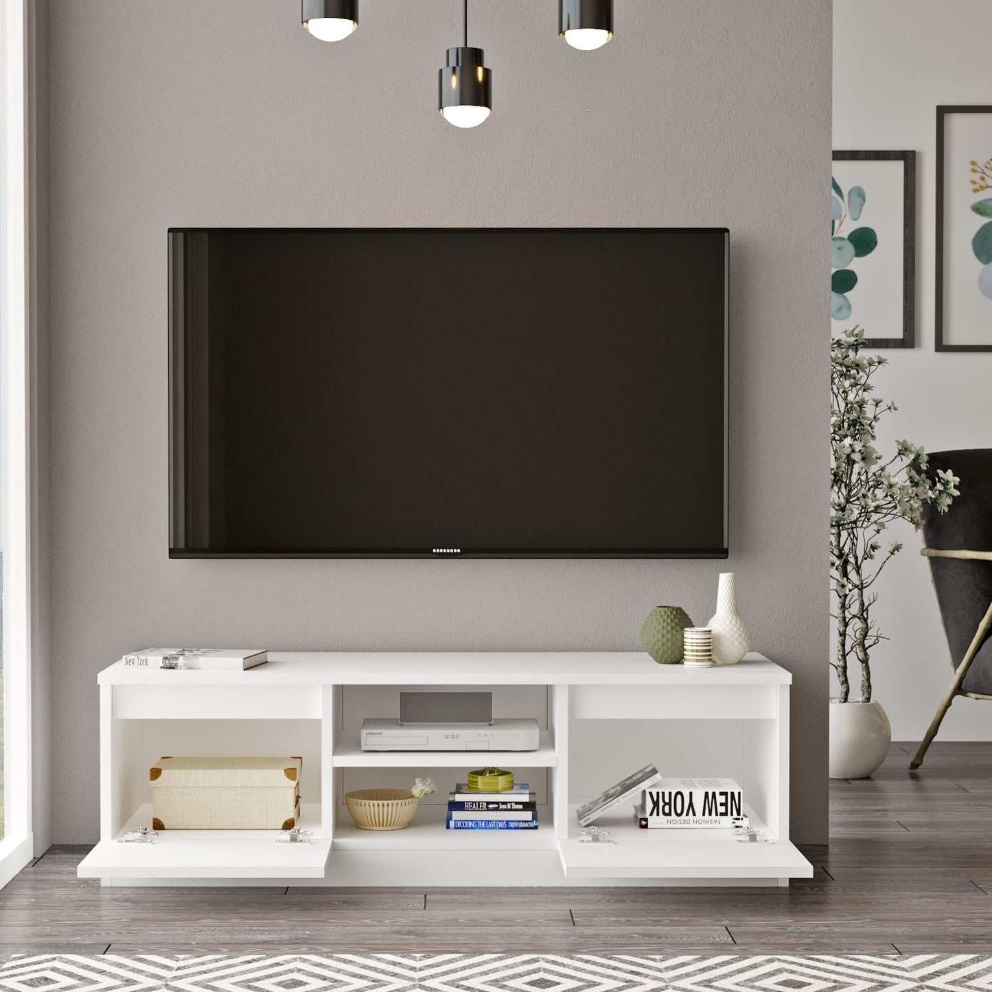 Mueble Silva Tv 2 Puertas - Venprodin - 120 Cm Blanco