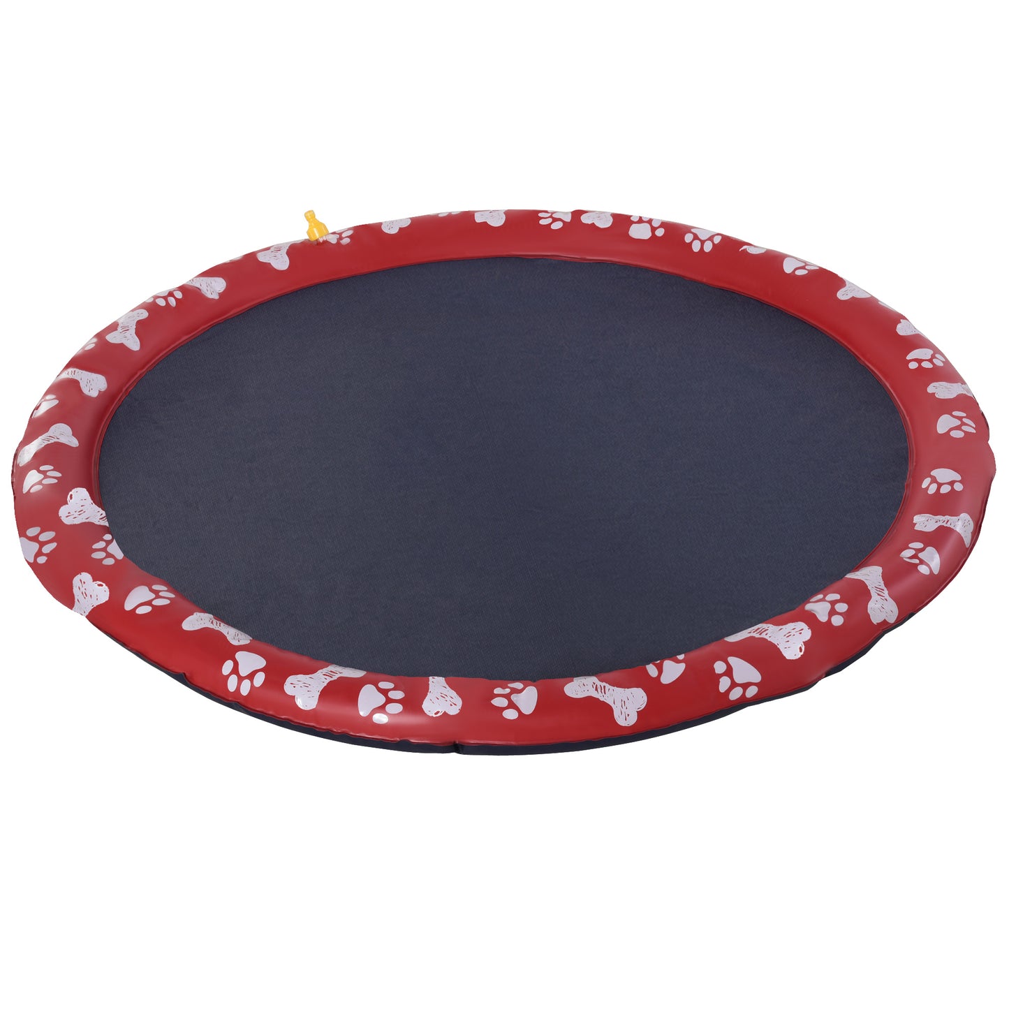 PawHut Splash Pad para Mascotas Tapete de Juegos de Agua Redondo Ø170 cm Almohadilla de Aspersor con Bonito Estampado y Superficie Antideslizante para Perros y Niños Rojo y Azul