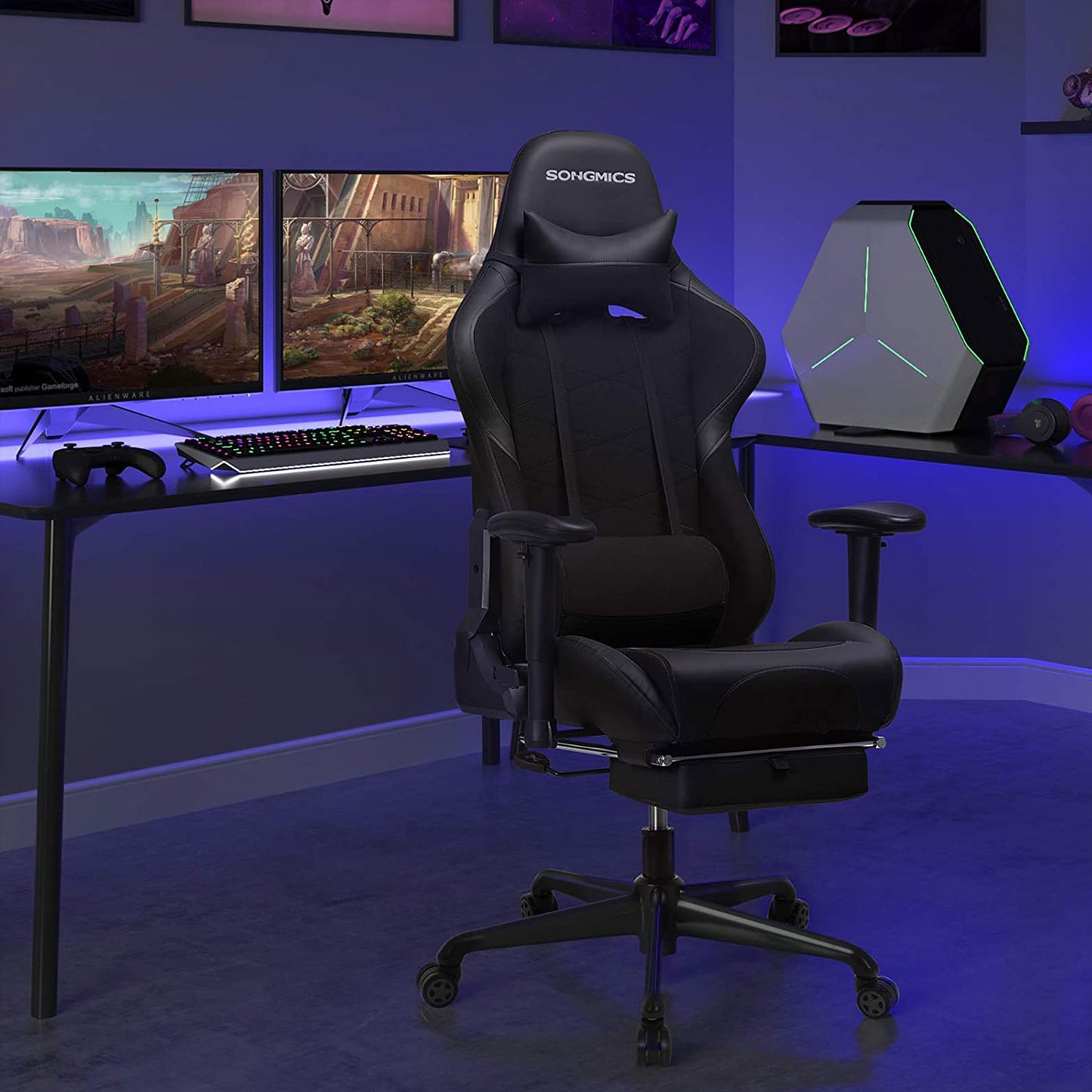 Silla Gaming con Reposapiés-SONGMICS