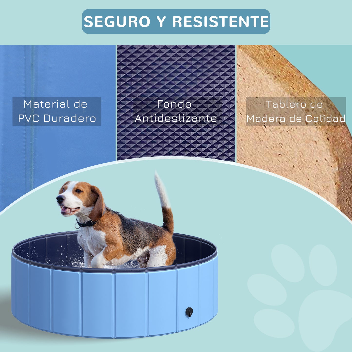 PawHut Piscina Plegable para Perros Ø100x30 cm Bañera para Mascotas Gatos de PVC Antideslizante Resistente al Desgaste Adecuado para Interior y Exterior Azul