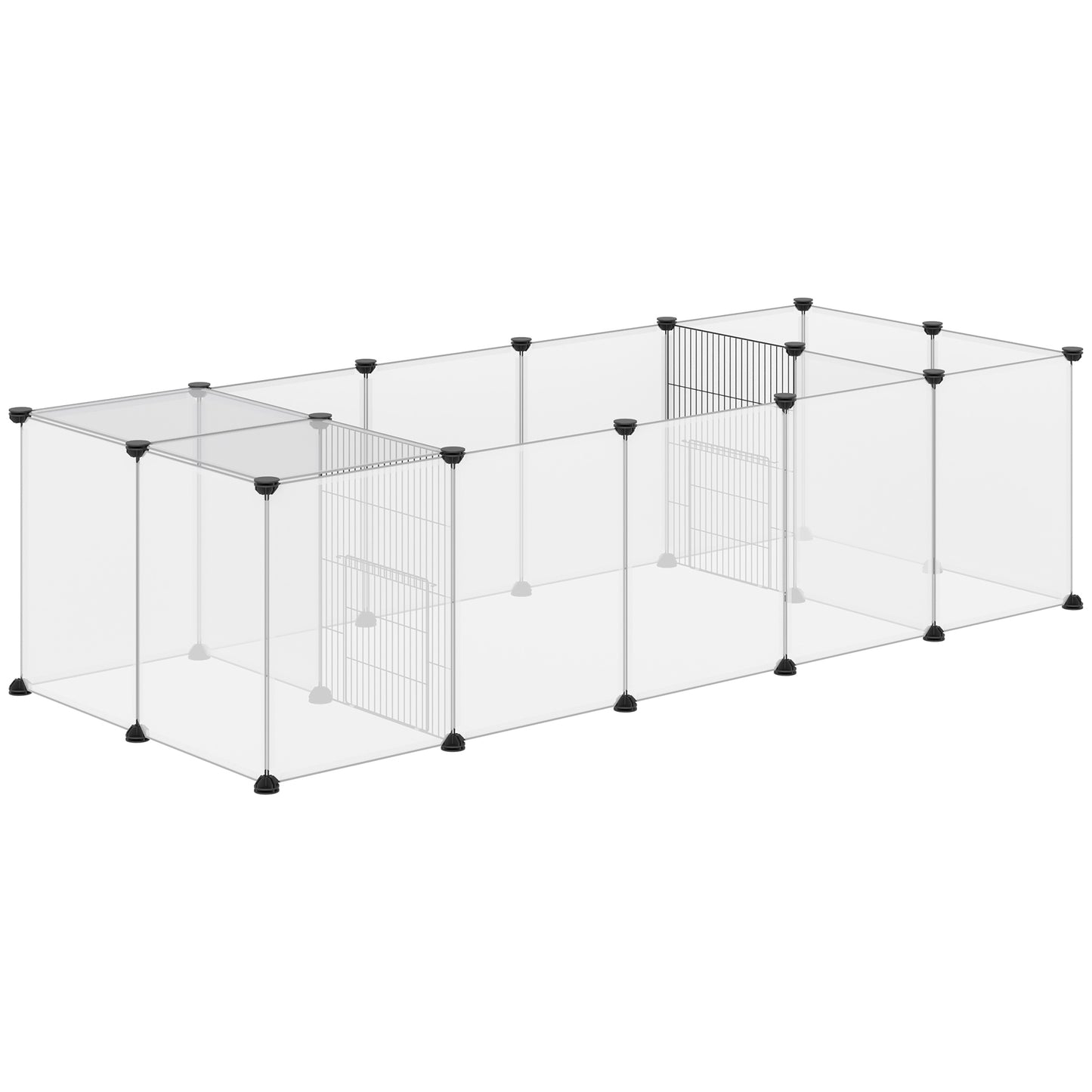 Pawhut Valla para Mascotas DIY con 20 Paneles de Resina Parque para Animales Pequeños Jaula Modular para Cobayas Conejos Chinchillas 175x70x45 cm Blanco