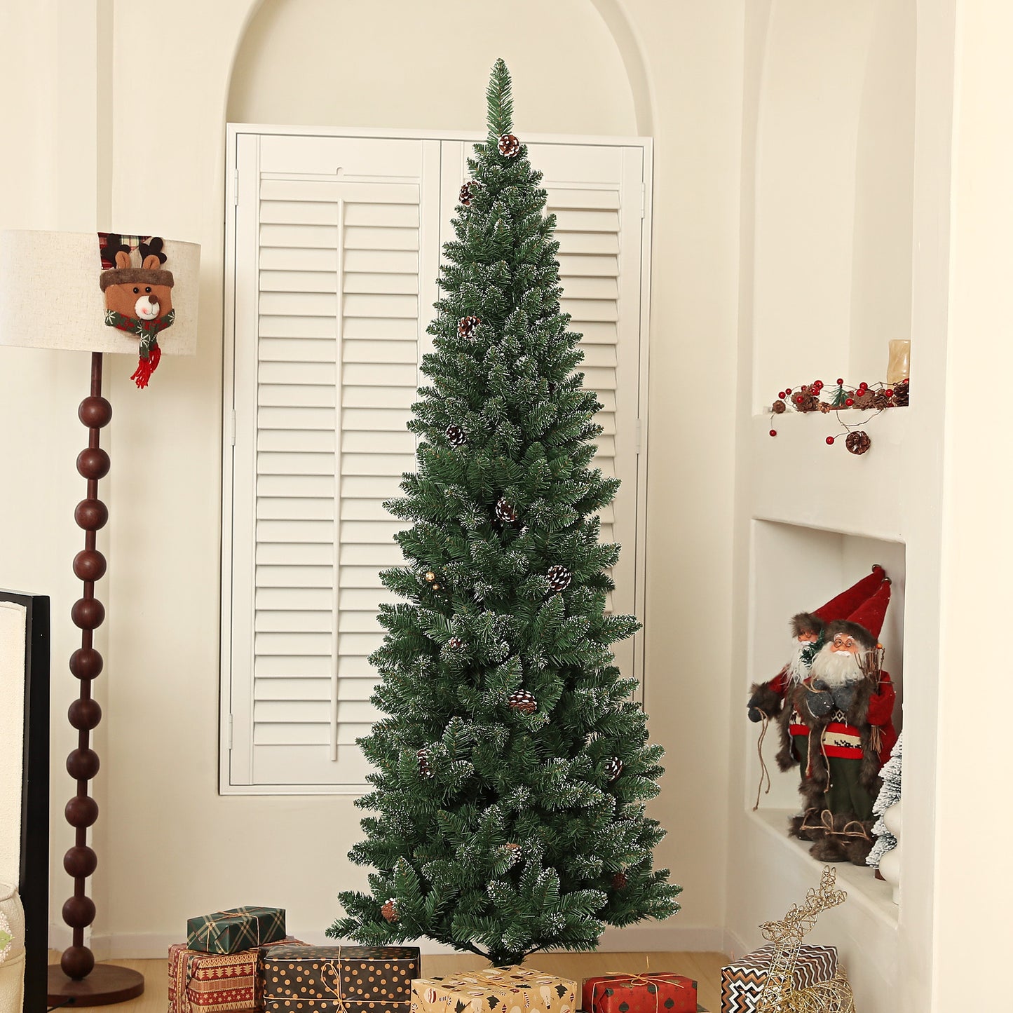 HOMCOM Árbol de Navidad 180 cm Árbol de Navidad Artificial con 618 Ramas 30 Piñas y Soporte de Metal Árbol Navideño para Salón Interior Verde