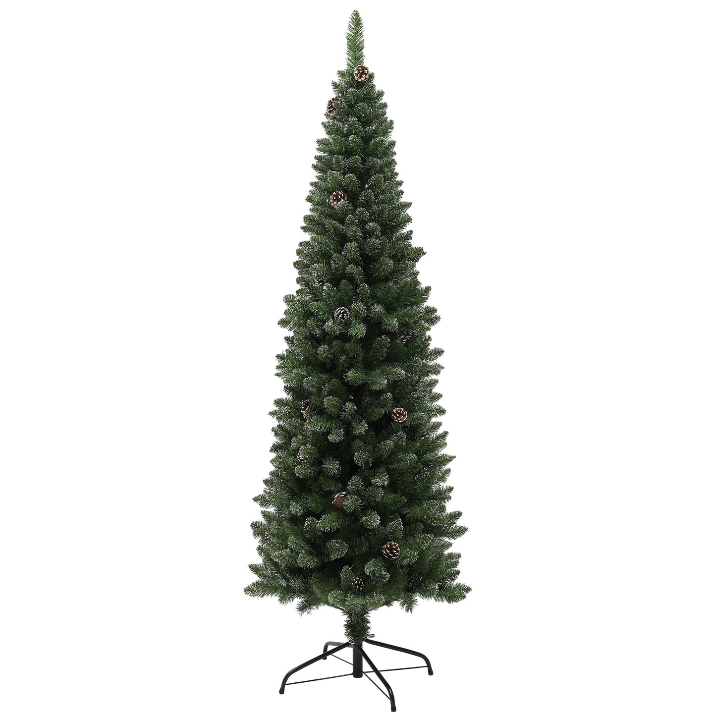 HOMCOM Árbol de Navidad 180 cm Árbol de Navidad Artificial con 618 Ramas 30 Piñas y Soporte de Metal Árbol Navideño para Salón Interior Verde