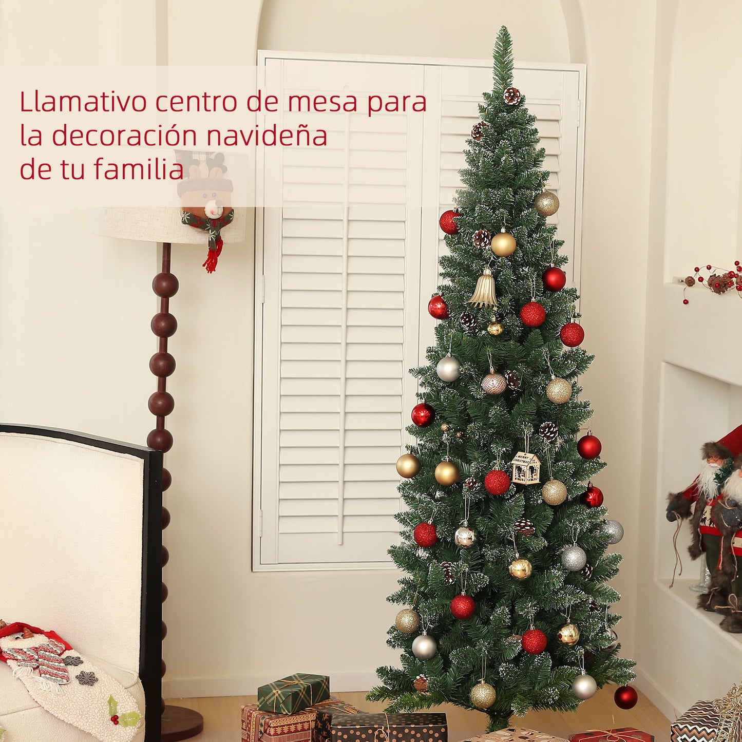 HOMCOM Árbol de Navidad 180 cm Árbol de Navidad Artificial con 618 Ramas 30 Piñas y Soporte de Metal Árbol Navideño para Salón Interior Verde