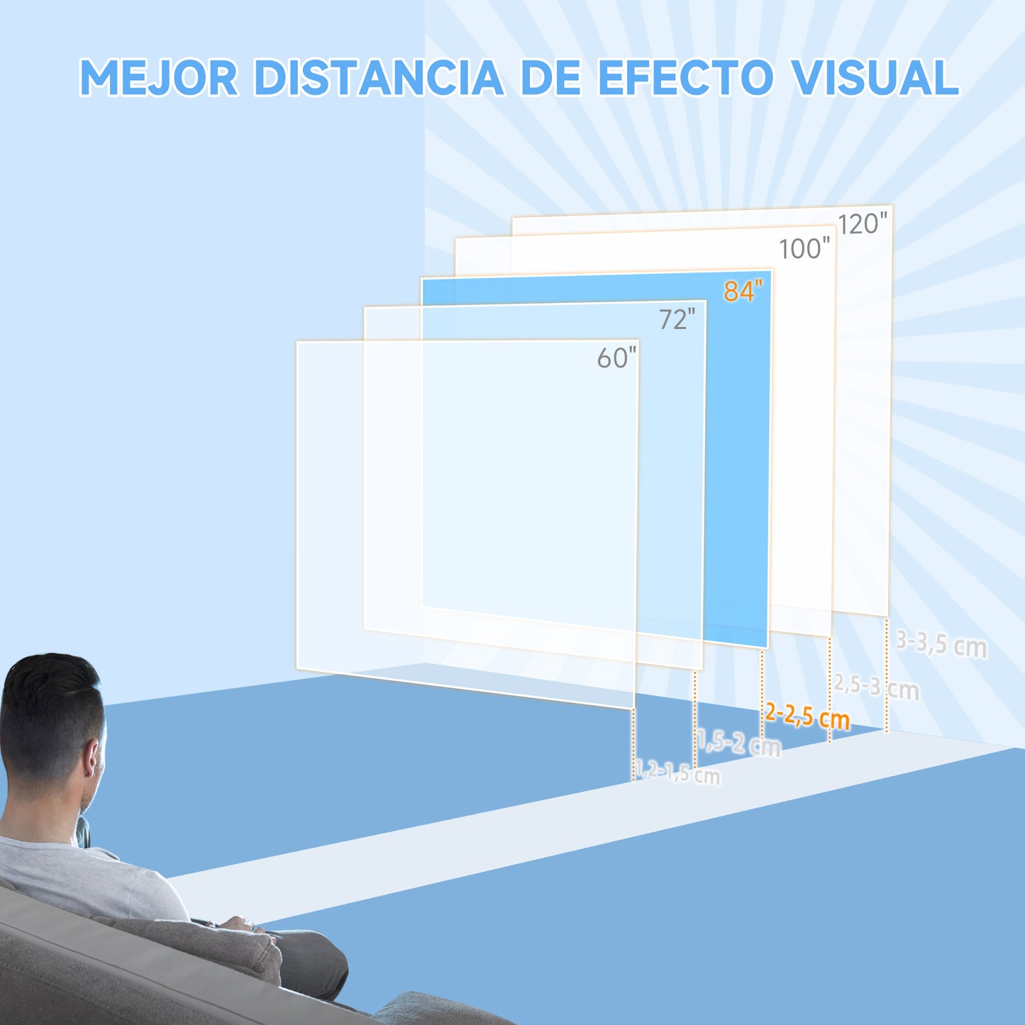 HOMCOM Pantalla Proyector 84 Pulgadas Pantalla de Proyección Portátil Formato 16:9 con Mando a Distancia para Interior y Exterior Cine en Casa Patio 186x105 cm Blanco