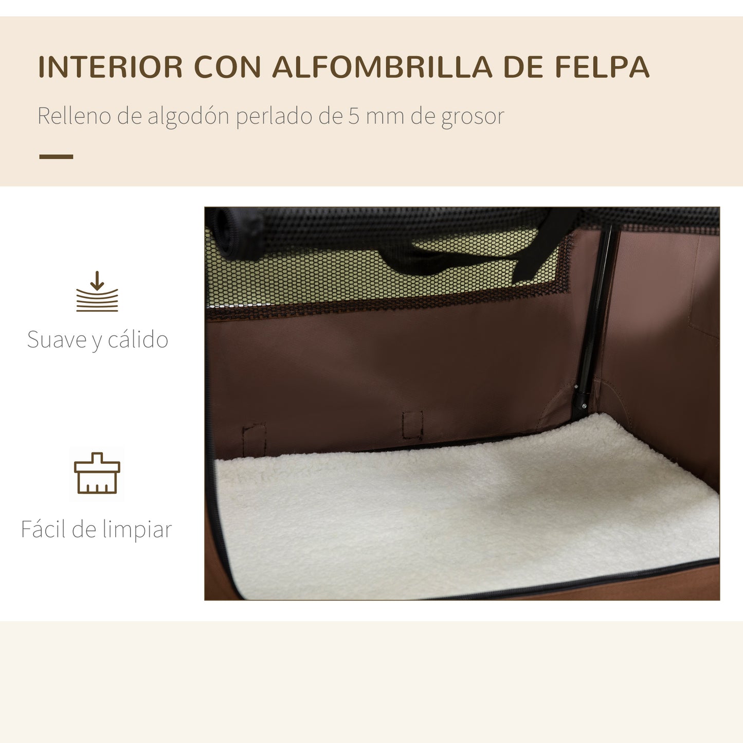 PawHut Transportín para Perros y Gatos Bolsa de Transporte para Mascotas Plegable con Ventanas Cojín Suave y 2 Correas del Hombro 70x51x50 cm Marrón