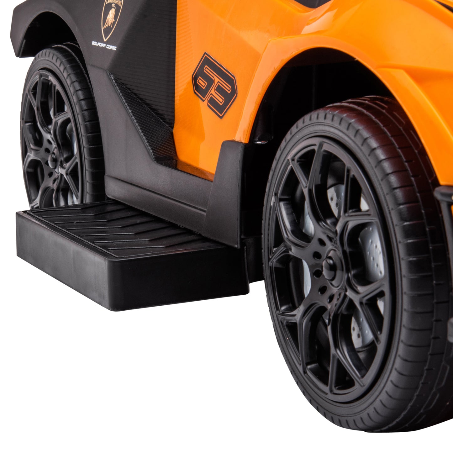 AIYAPLAY 2 en 1 Coche Correpasillos para Niños 12-36 Meses Lamborghini Essenza SCV12 Andador Empujador con Bocina Mango de Empuje y Barandilla Extraíbles 86,5x40x89,5 cm Naranja y Negro