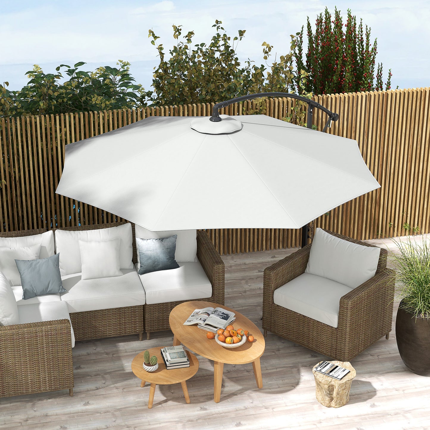 Outsunny Toldo de Recambio de Sombrilla de 3 m Toldo de Repuesto para Sombrilla de Patio con Ventilación Superior Cubierta de Repuesto para Parasol de Poliéster para Exteriores Blanco