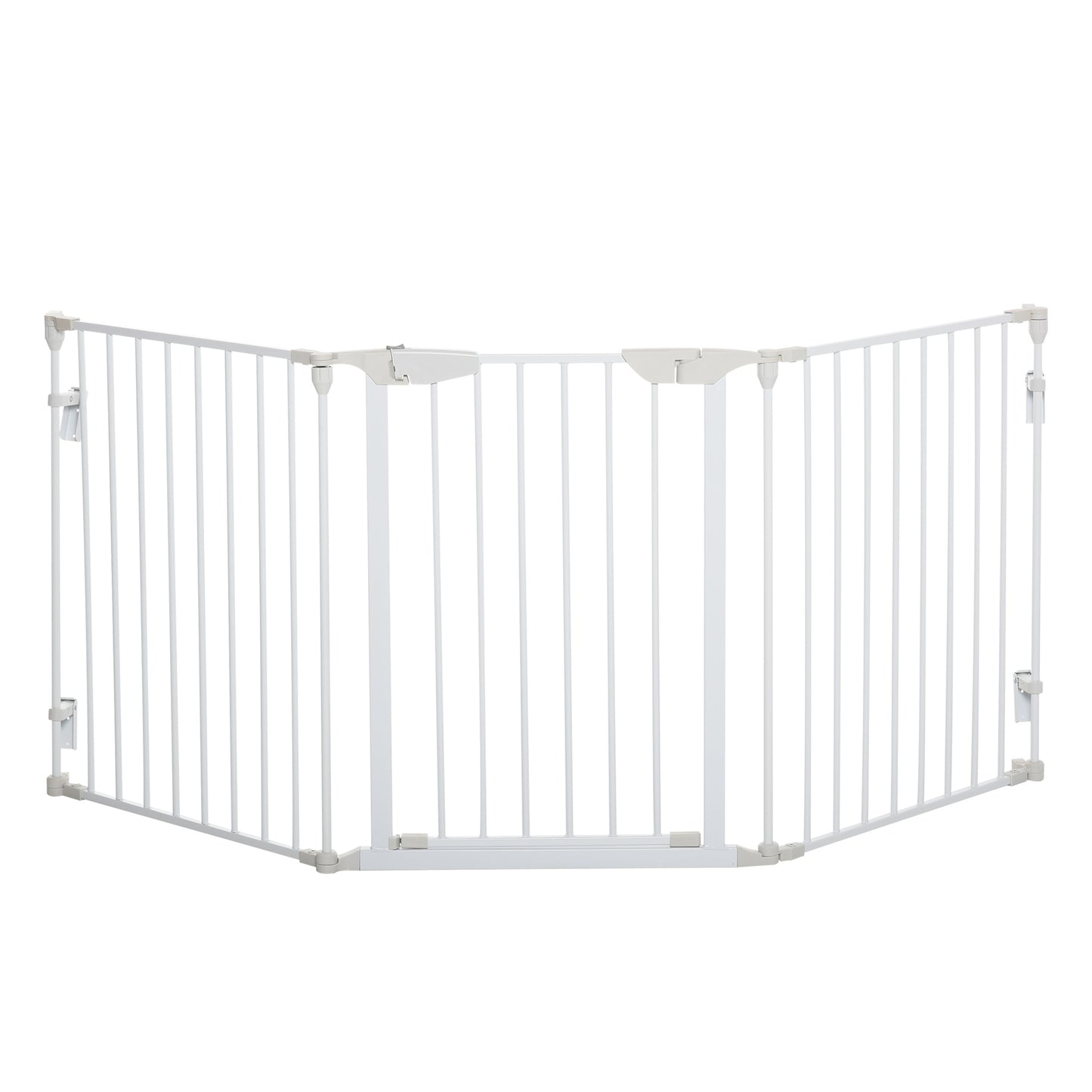 PawHut Barrera para Perros Plegable Valla para Mascotas de 3 Paneles con Cierre Inteligente Barrera de Seguridad para Escalera Pasillo 180x74,5 cm Blanco