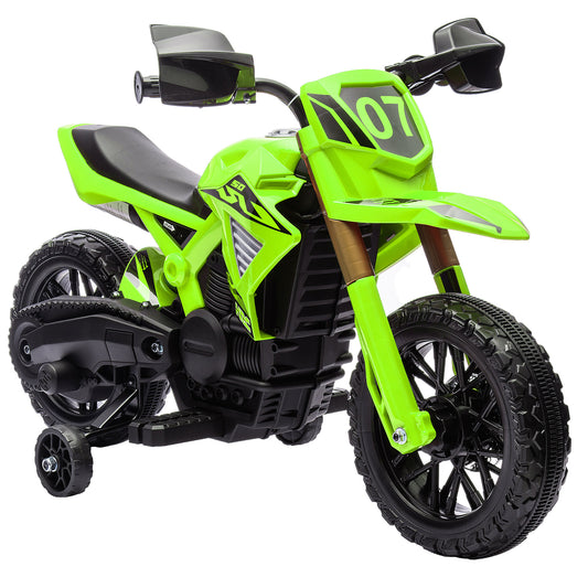 AIYAPLAY Moto Eléctrica para Niños de +3 Años Moto a Batería para Niños 6V con Ruedas de Entrenamiento y Bocina Moto para Niños Carga 30 kg Verde