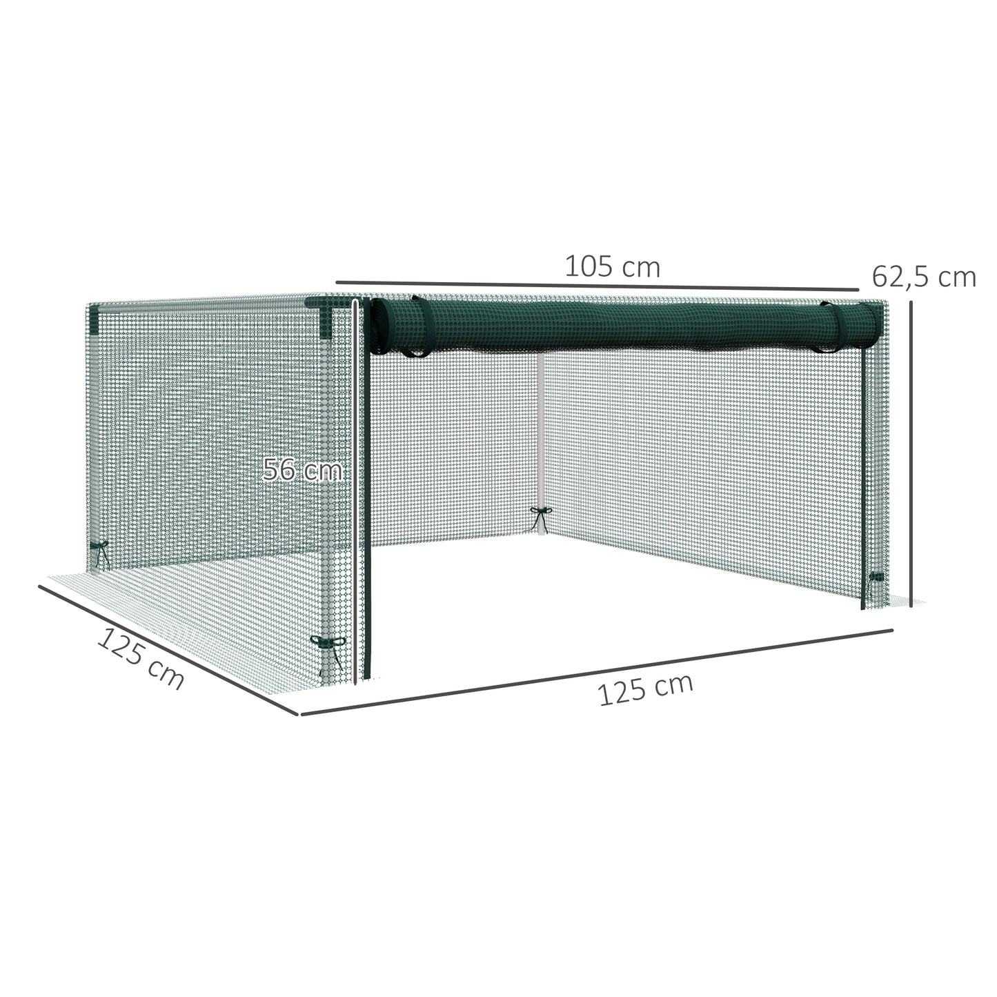 Outsunny Jaula de Cultivo Jaula de Protección con Soportes de Acero Puerta con Cremallera para Proteger las Plantas Flores en Patio Jardín Terraza 125x125x62,5 cm Verde