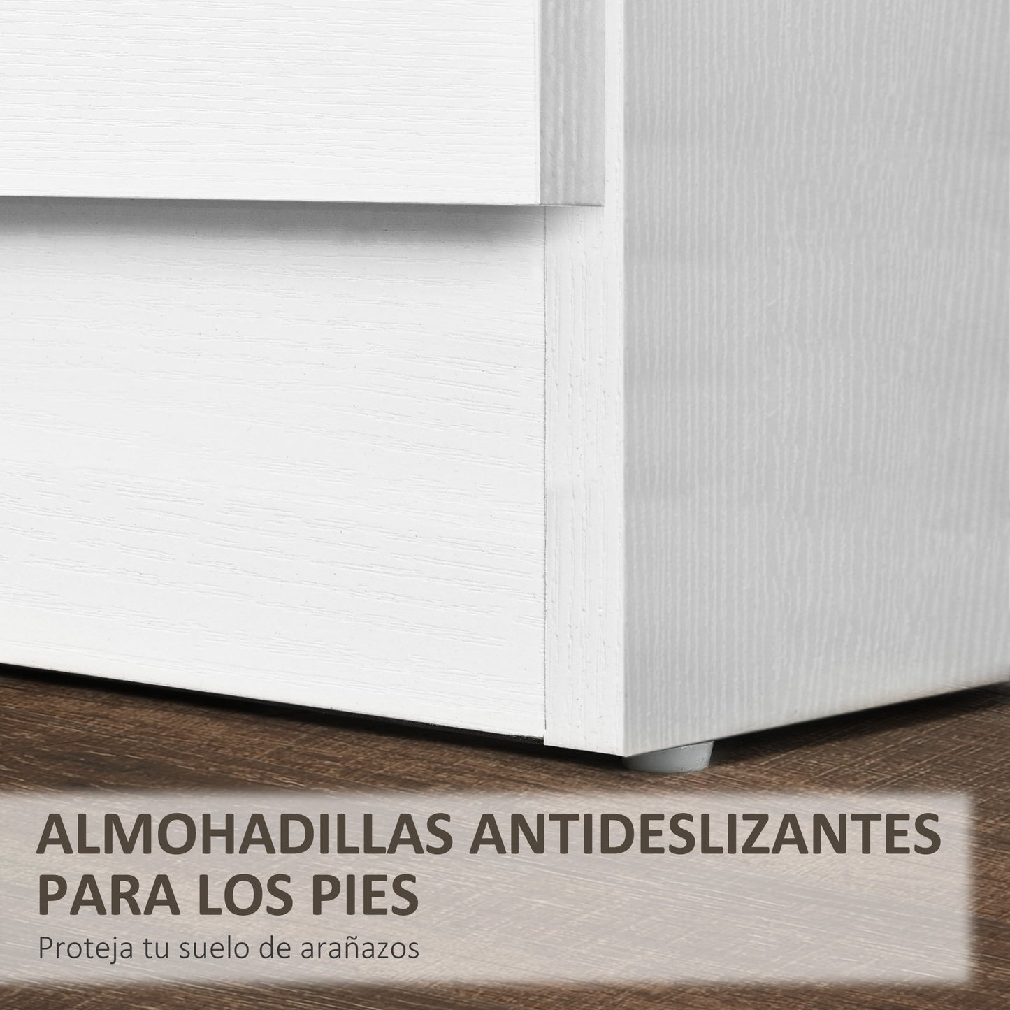 HOMCOM Mesita de Noche Moderna Mesilla de Noche con 3 Cajones y Asas de Aluminio Mesa de Noche para Dormitorio Salón 40x35x58 cm Blanco