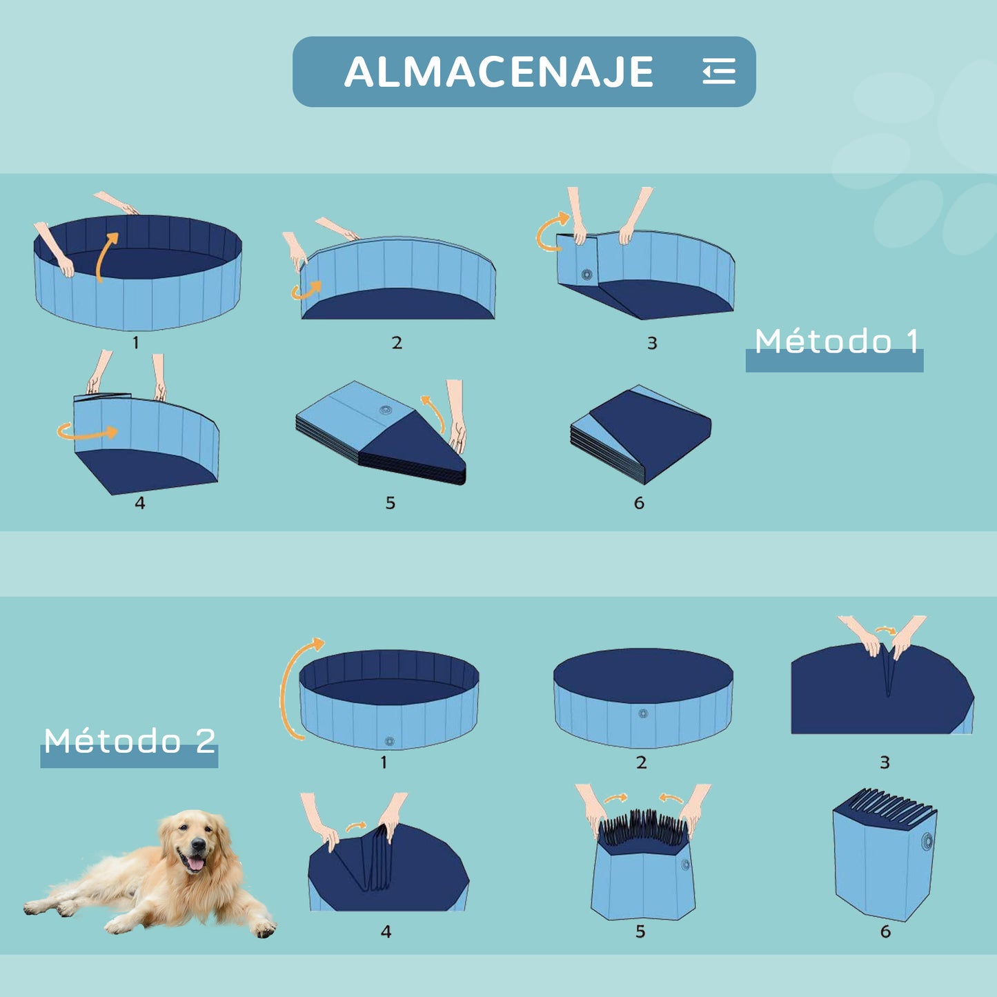 PawHut Piscina Plegable para Perros Gatos Ø120x30 cm Bañera Portátil para Mascotas PVC Antideslizante Múltiples Usos para Interiores y Exteriores Azul