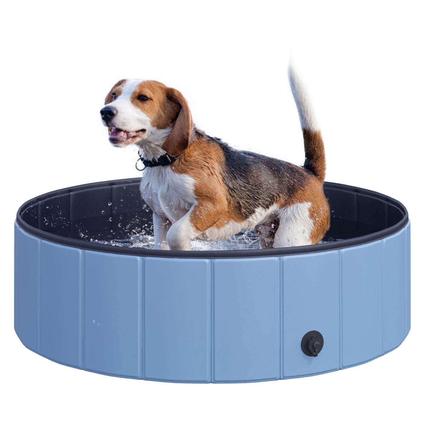 PawHut Piscina Plegable para Perros Ø100x30 cm Bañera para Mascotas Gatos de PVC Antideslizante Resistente al Desgaste Adecuado para Interior y Exterior Azul