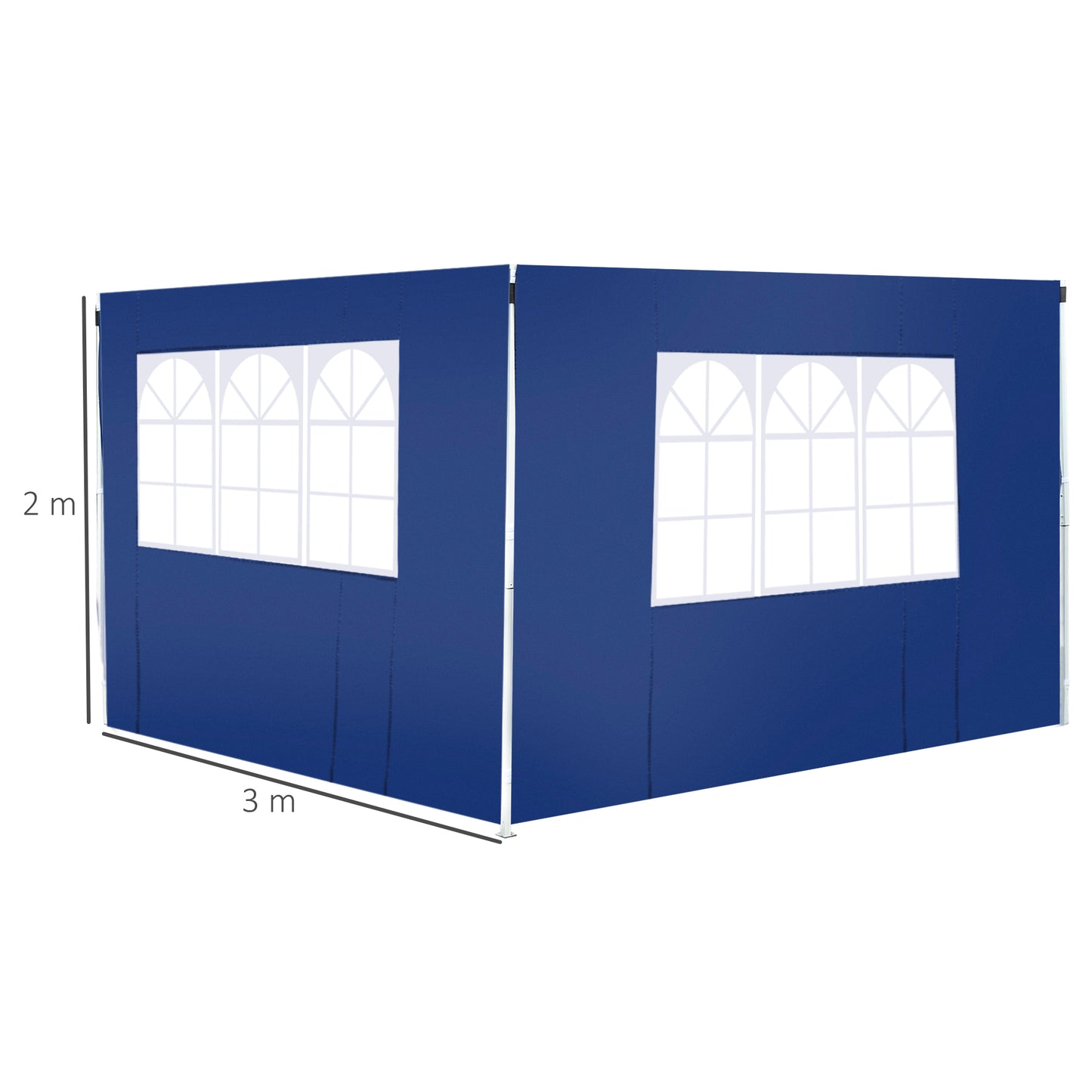 Outsunny 2 Paredes Parte Laterales para Carpa 3x2 Lado Parasol de Gazebo Tela Oxford con 2 Ventanas Medidas Apto para 3x3 3x6 Azul