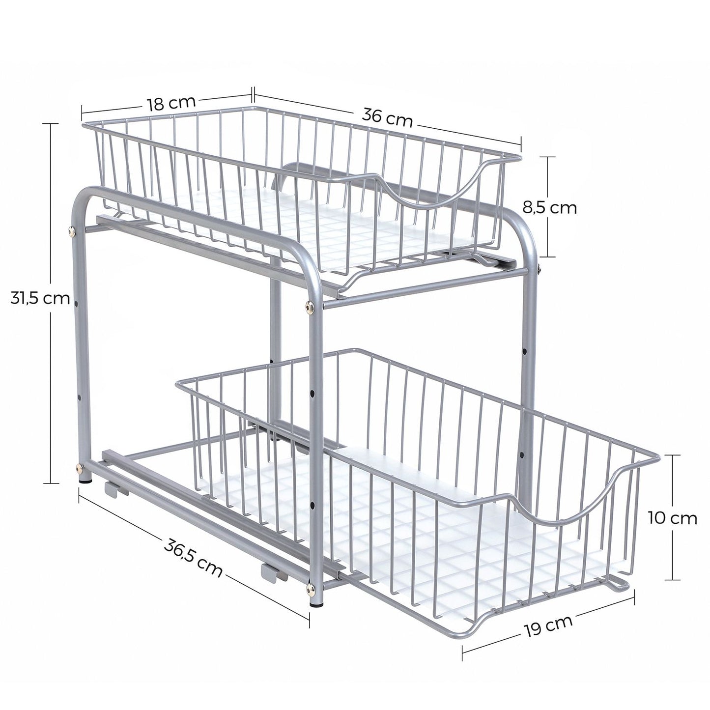 Organizador de Cocina de 2 Niveles Plata-SONGMICS