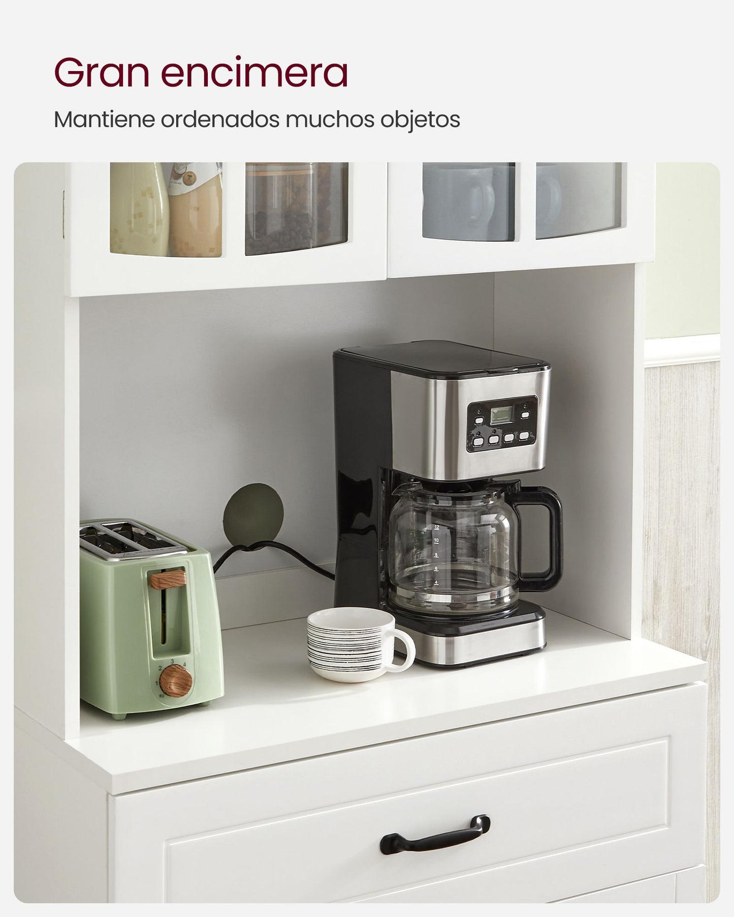 Armario Alto Estantes Ajustables Moderno Blanco-VASAGLE