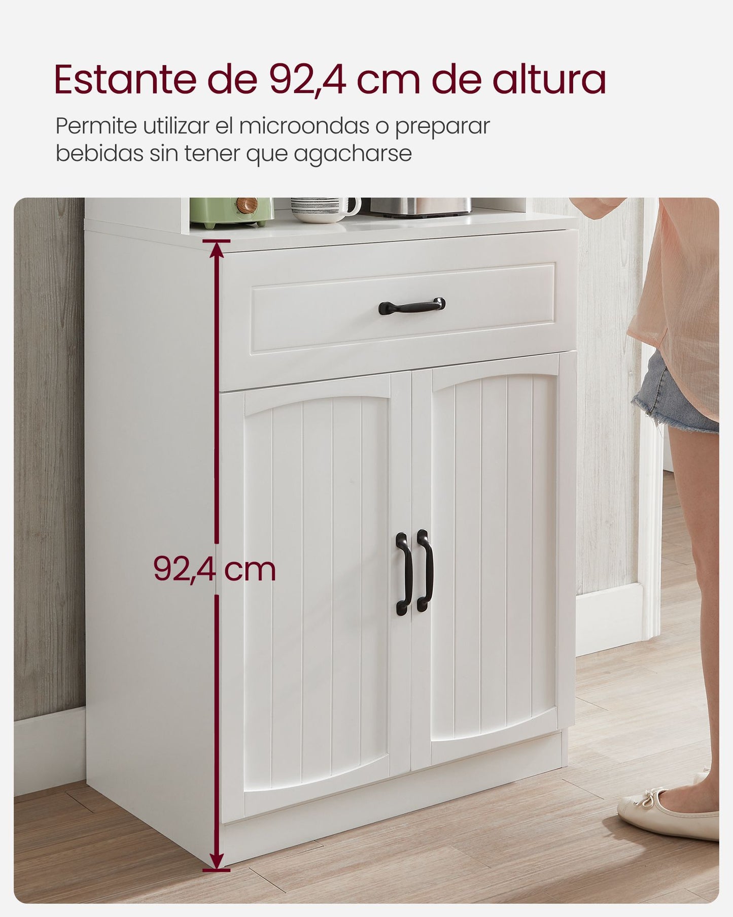 Armario Alto Estantes Ajustables Moderno Blanco-VASAGLE