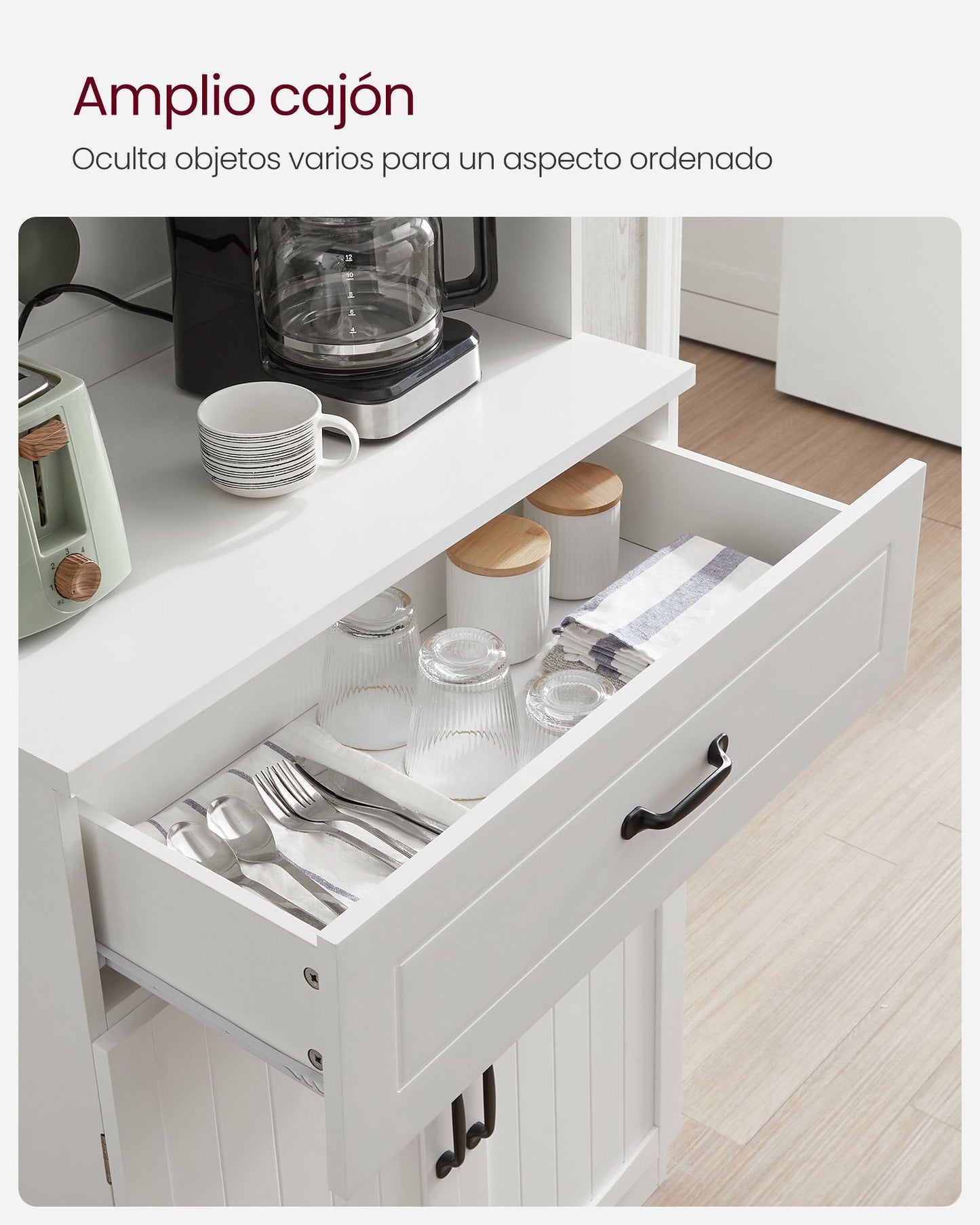 Armario Alto Estantes Ajustables Moderno Blanco-VASAGLE