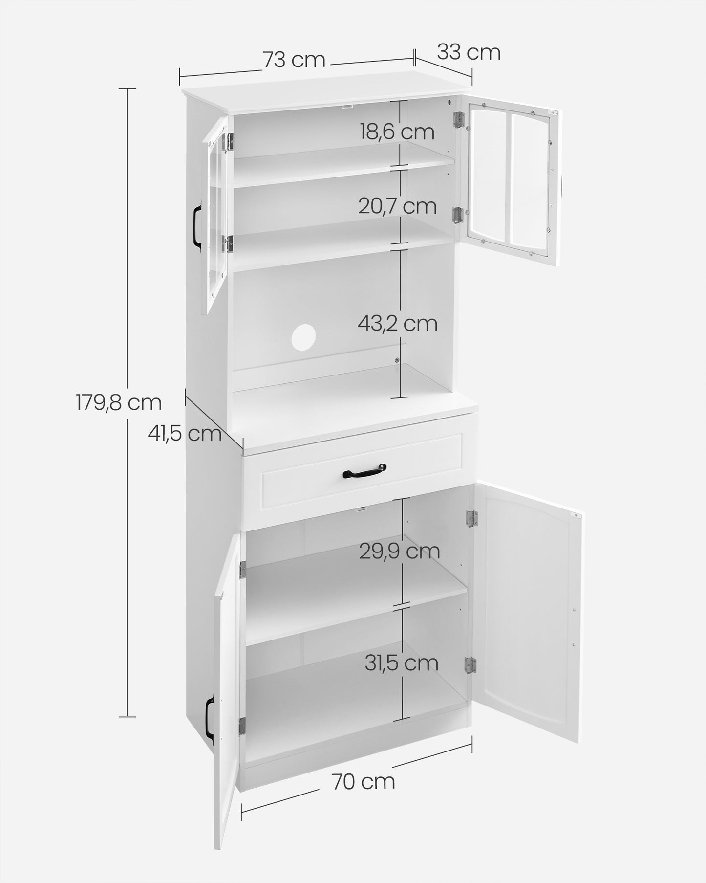 Armario Alto Estantes Ajustables Moderno Blanco-VASAGLE