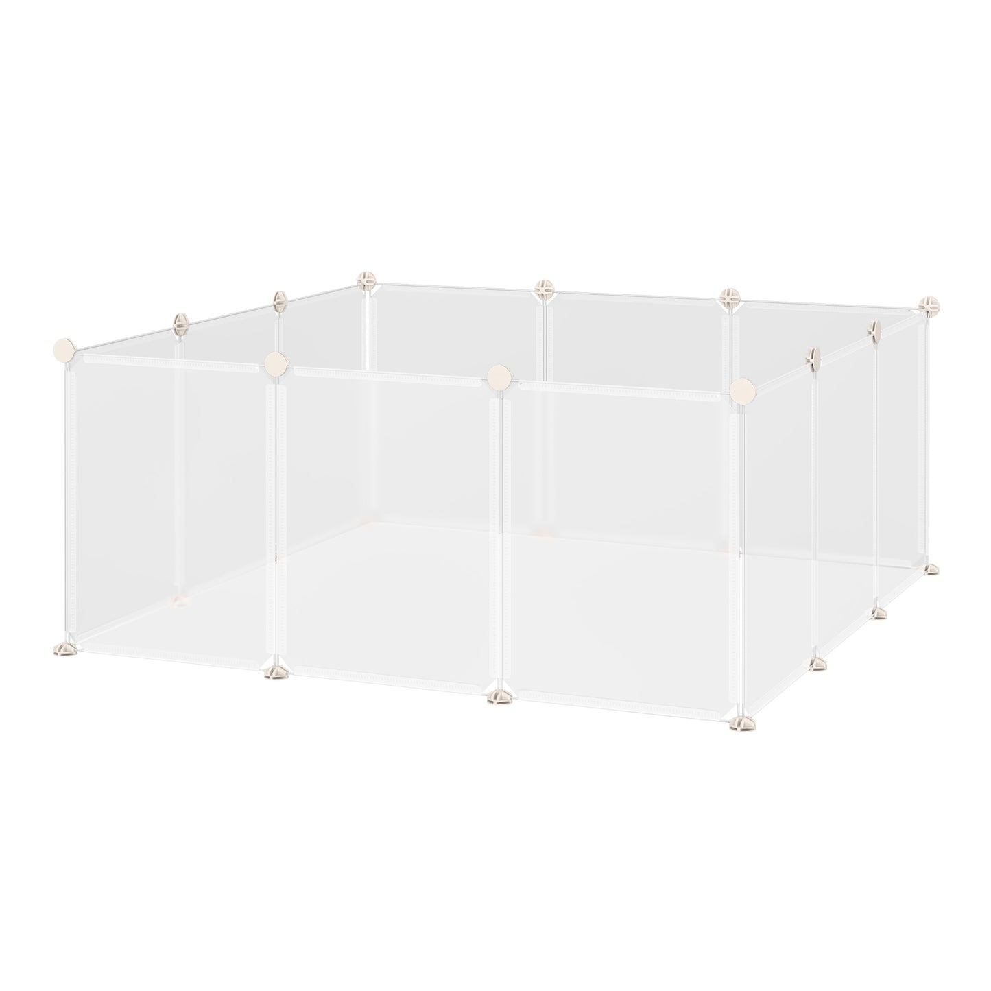 PawHut Valla para Animales Pequeños Jaula Modular con 12 Paneles 24 Conectores para Conejos Cobayas y Cachorros 105x105x45 cm Blanco