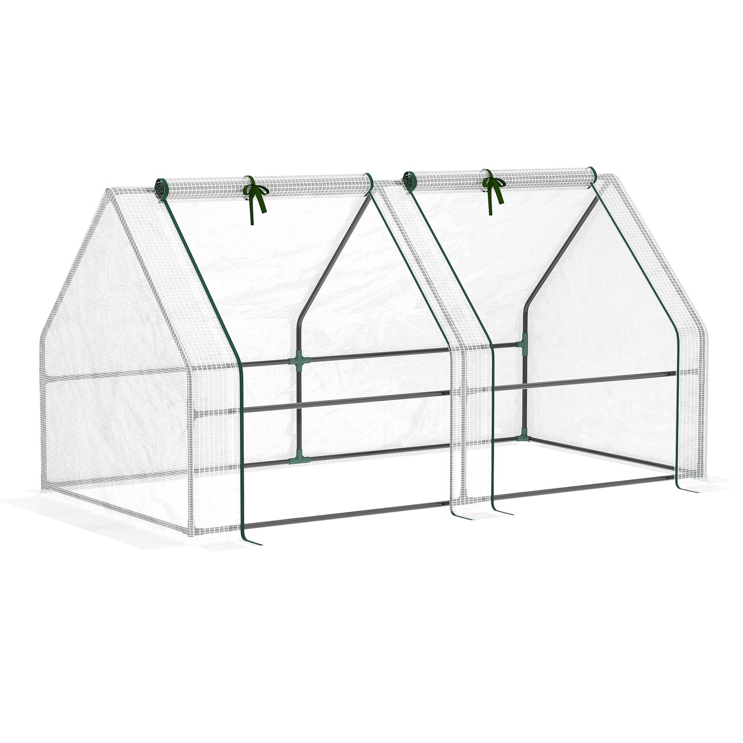 Outsunny Mini Invernadero de Jardín Terraza 180x90x90 cm Tipo Caseta Tubo de Acero con 2 Ventanas Enrollables Vivero Casero para Cultivo Plantas Verduras Blanco