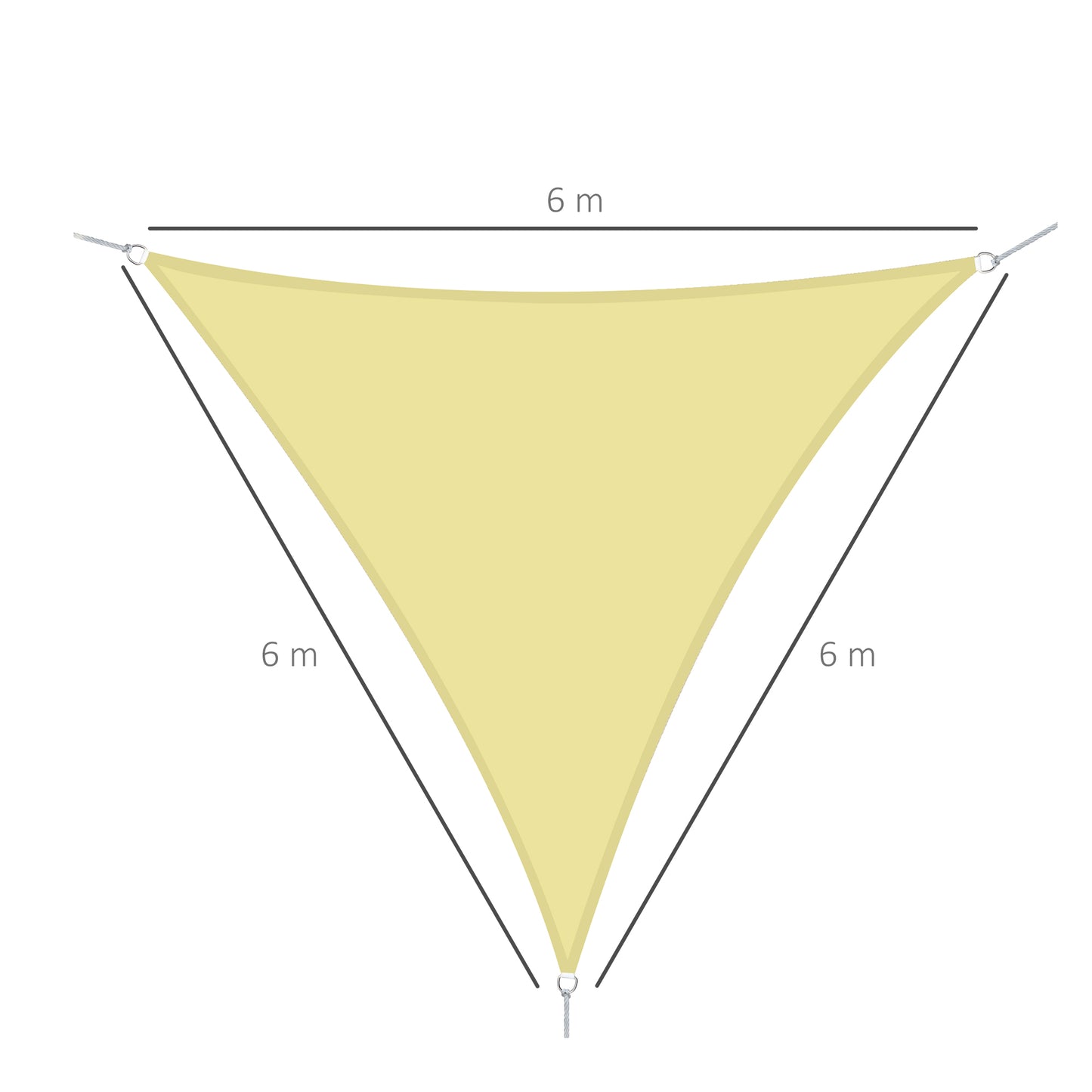 Outsunny Toldo vela color arena sombrilla parasol triangulo Tela de Poliéster jardin playa camping sombra (varios colores y medidas), medida 6x6x6 metros, color arena