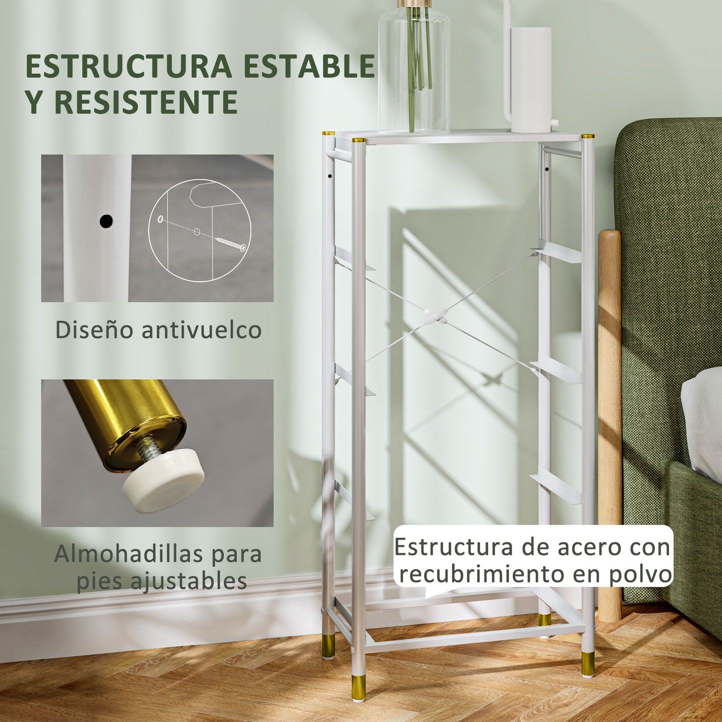 HOMCOM Cómoda para Dormitorio Cajonera de Tela con 4 Cajones Plegables con Frentes de PU y Marco de Acero Cajonera para Dormitorio Salón Blanco