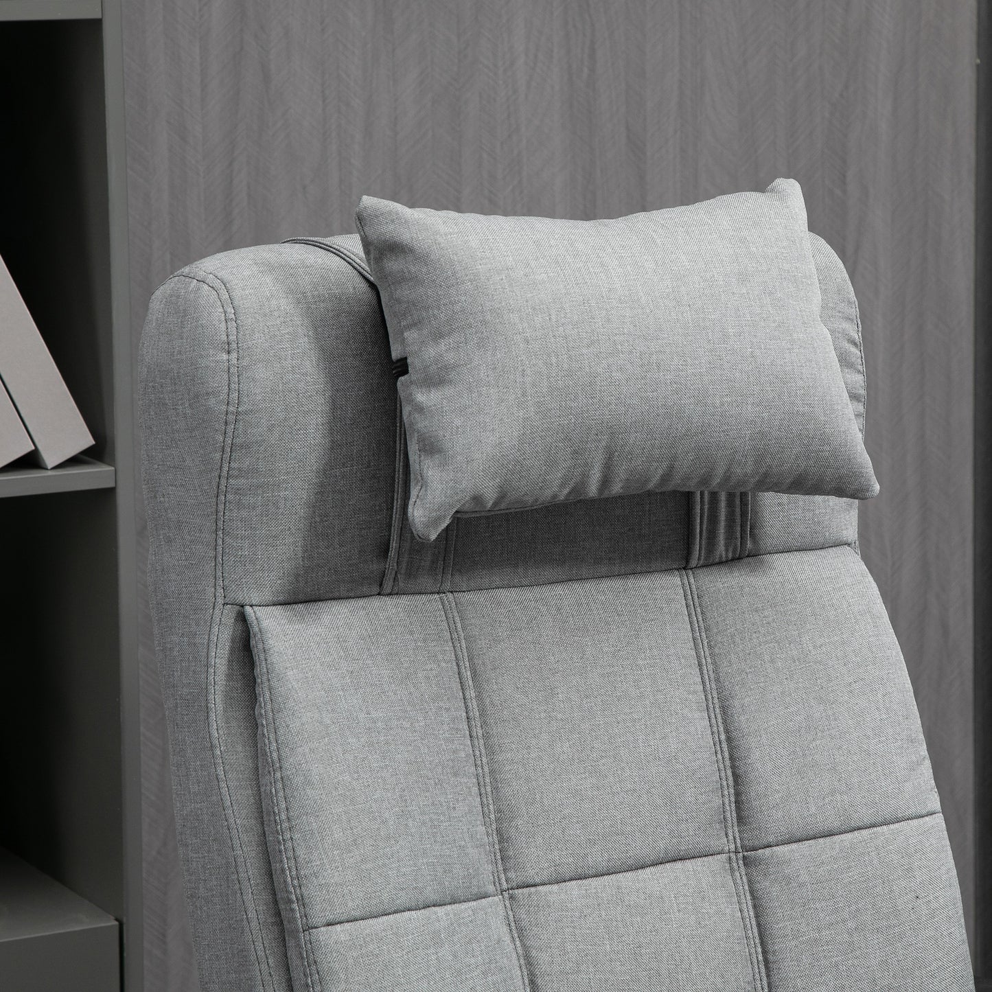 Vinsetto Silla de Oficina Reclinable Silla de Escritorio Giratoria Tapizado de Tela con Altura Ajustable Reposapiés Reposacabezas y Reposabrazos Carga 120 kg para Estudio 66x76x116-124 cm Gris