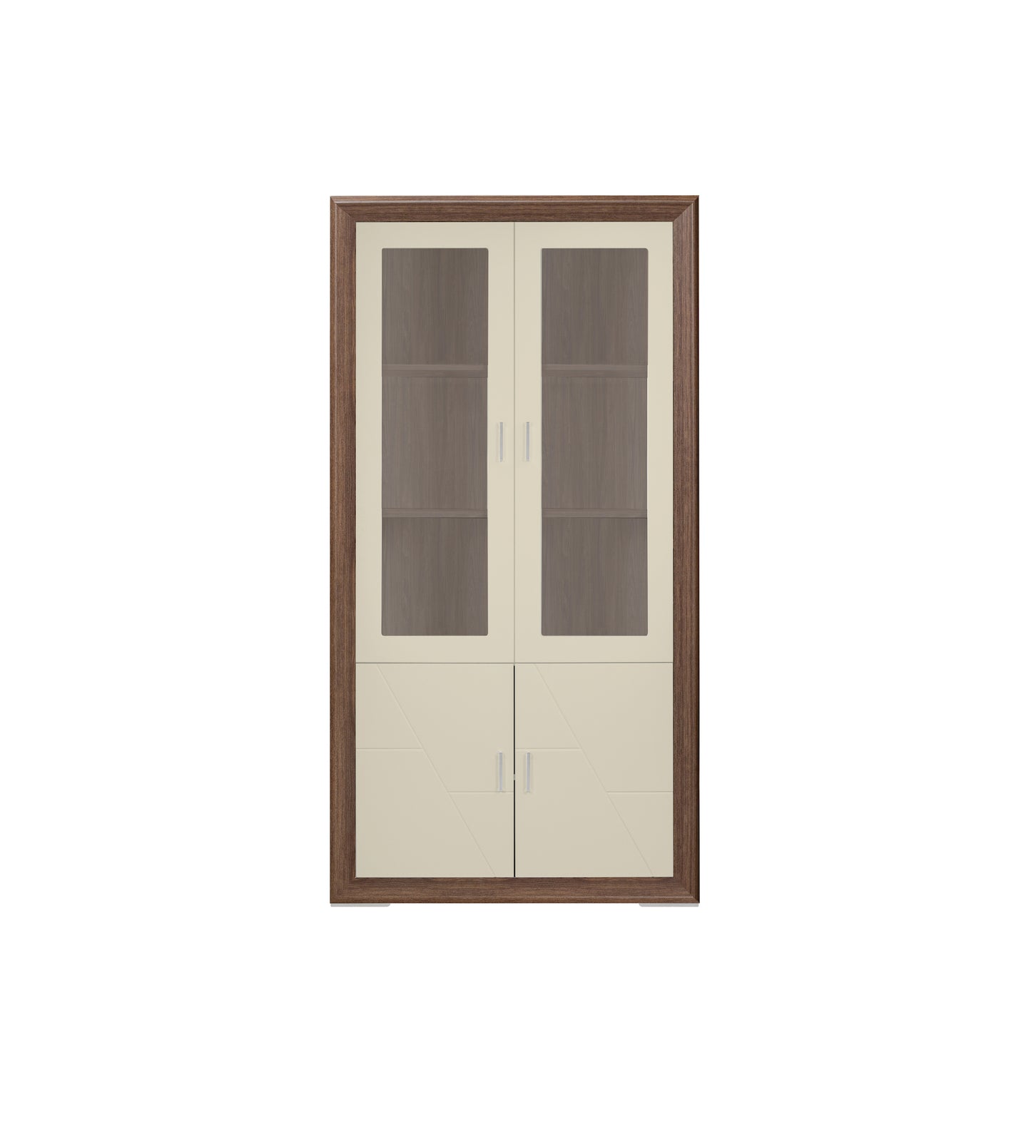 Vitrina 2 Puertas - Venprodin - 100x190x41,5 Cm - Nogal/crema