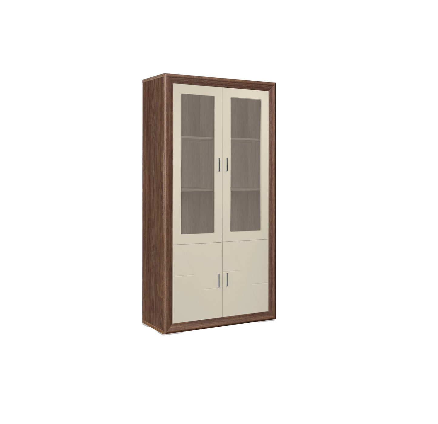 Vitrina 2 Puertas - Venprodin - 100x190x41,5 Cm - Nogal/crema