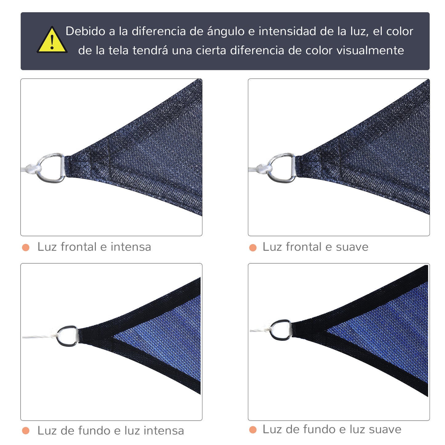 Outsunny Toldo Vela de Sombra Rectangular 4x6 m Toldo de Terraza con Anti-UV Anillo de Acero Inoxidable y Cuerdas de Nylon para Jardín Patio Azul