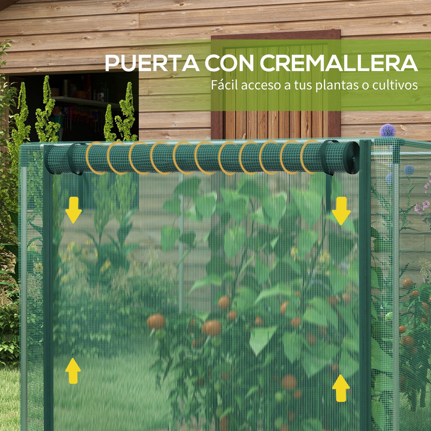 Outsunny Jaula de Cultivo Jaula de Protección con Soportes de Acero Puerta con Cremallera para Proteger las Plantas en Patio Jardín Terraza 120x120x110 cm Verde