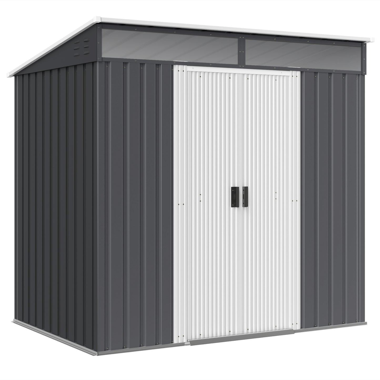 Outsunny Caseta de Jardín 2 m² 195x122x181,5 cm Cobertizo Exterior Metálico con Base Puerta Corredera 2 Ventanas y Anti-UV para Almacenar Herramientas en Terraza Patio Gris Oscuro