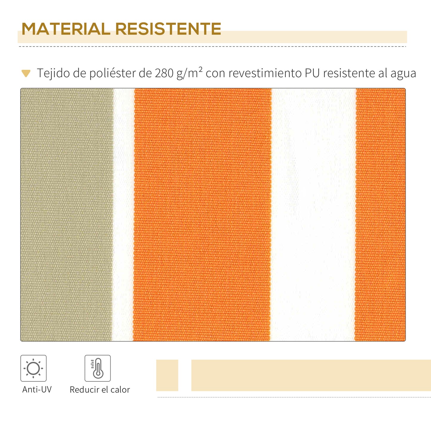 Outsunny Toldo Manual Retráctil 300x250 cm Toldo para Balcón con Manivela de Metal Impermeable y Anti-UV Toldo Enrollable de Exterior para Jardín Terraza Ventanas Amarillo y Blanco