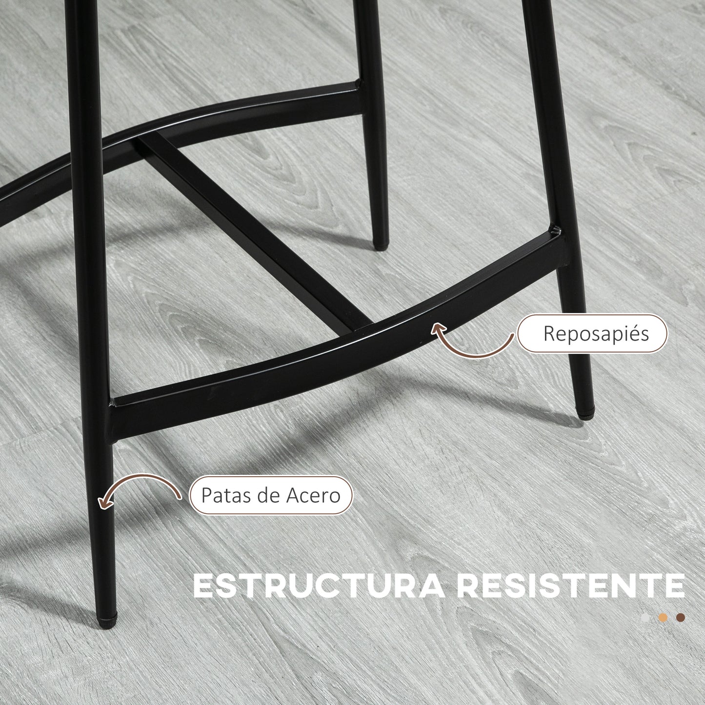 HOMCOM Conjunto de 2 Taburetes Altos de Cocina Sillas Altas de Cocina sin Respaldo con Estructura de Acero Estilo Industrial Carga 120 kg para Bar Salón Comedor Marrón