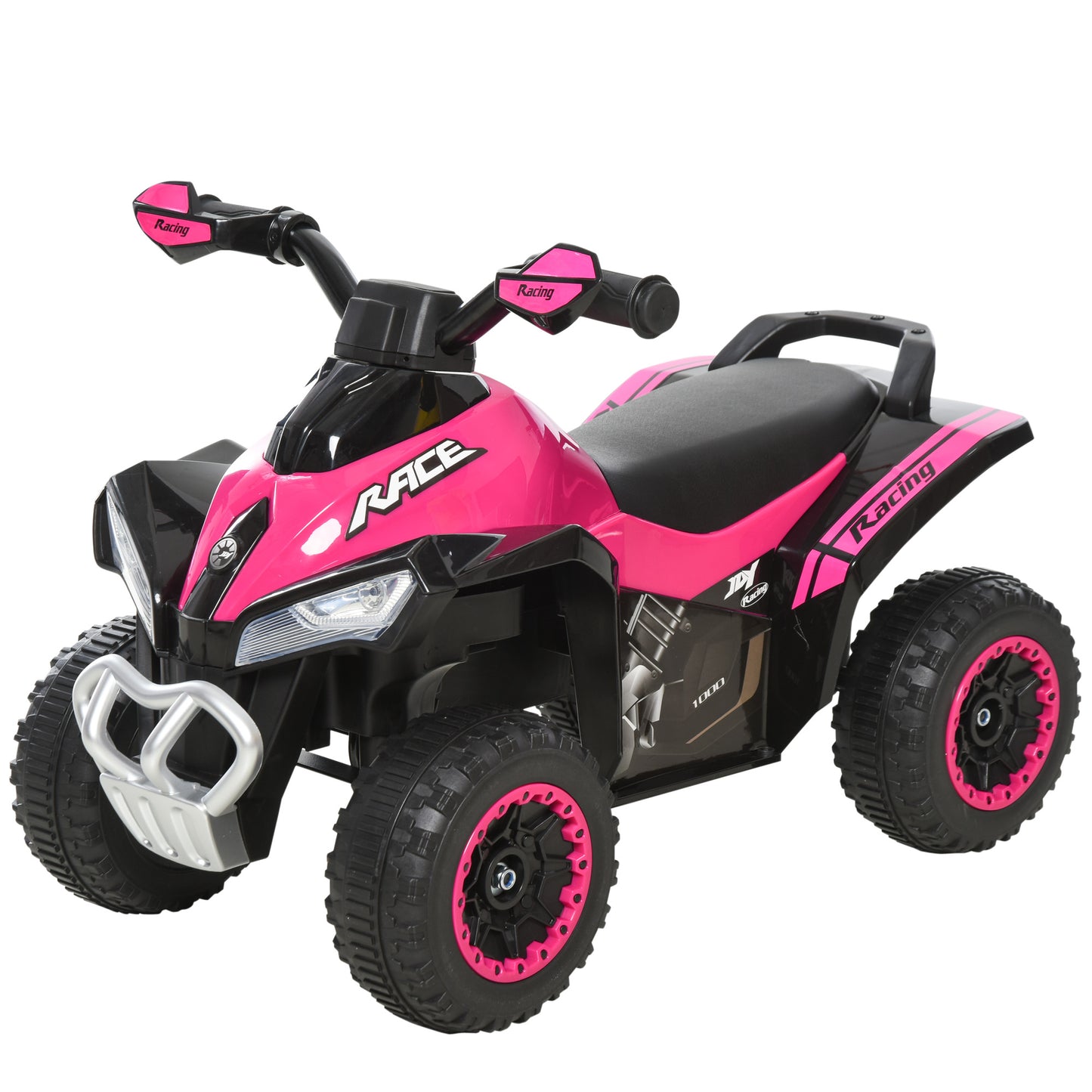 HOMCOM Quad Moto Correpasillo para Niños de 18-36 Meses con Función de Luces y Música Diseño Novedoso Soporta hasta 20 kg 67,5x38x44 cm Rosa