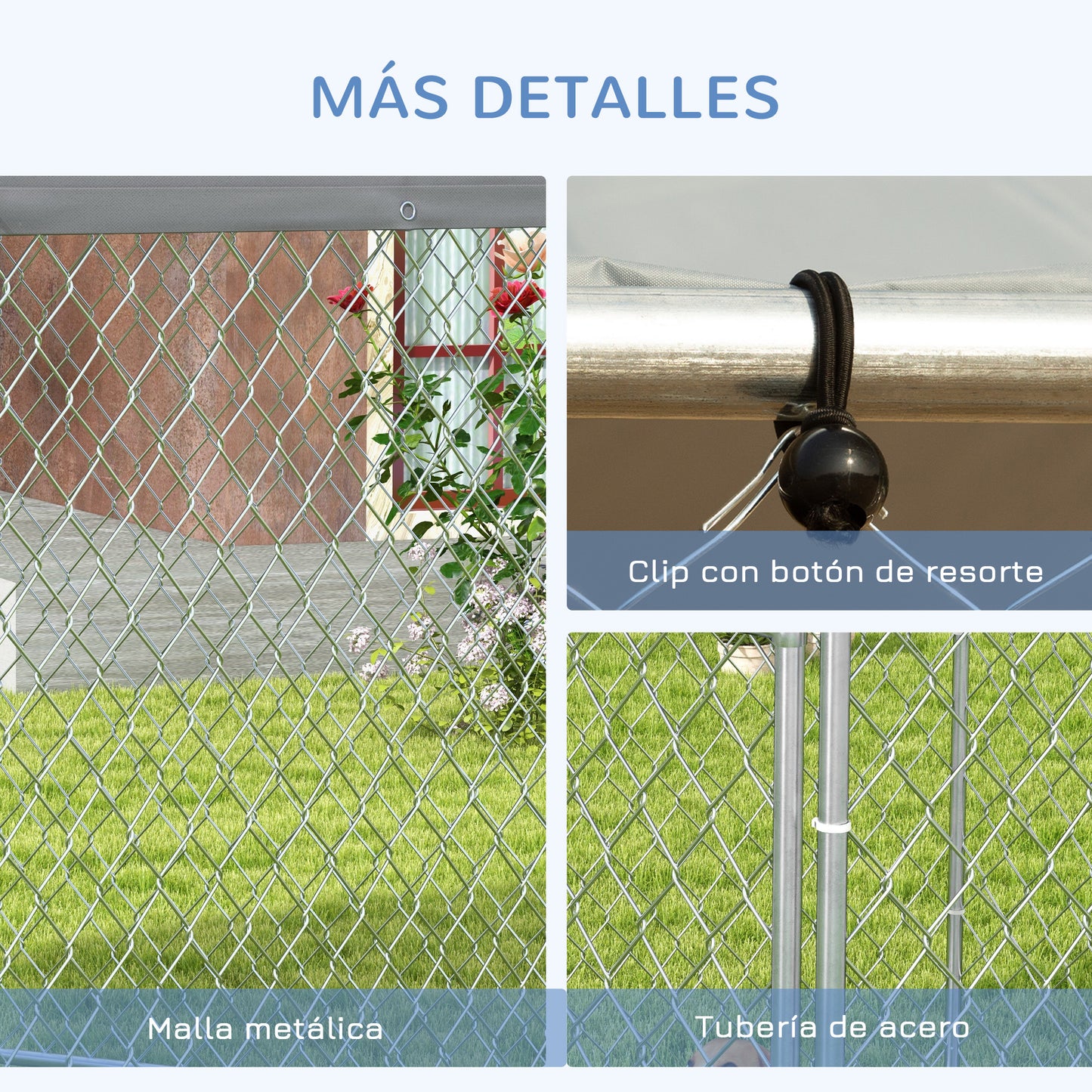 PawHut Perrera de Exterior Hexagonal Jaula para Perros con Puerta Marco de Acero Galvanizado y Toldo Impermeable y Anti-UV 210x185x150 cm Plata