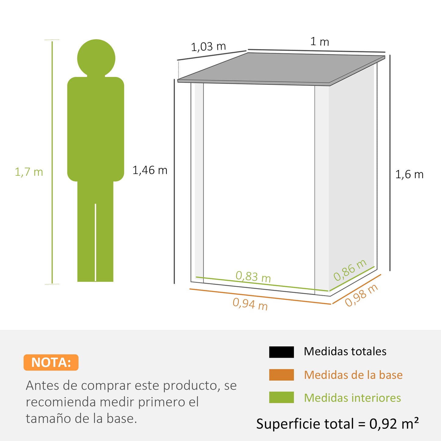 Outsunny Cobertizo de Jardín de Exterior 0,92 m² 100x103x160 cm Caseta de Jardín Metálica con 1 Puerta y Cerradura para Almacenamiento de Herramientas en Patio Terraza Marrón