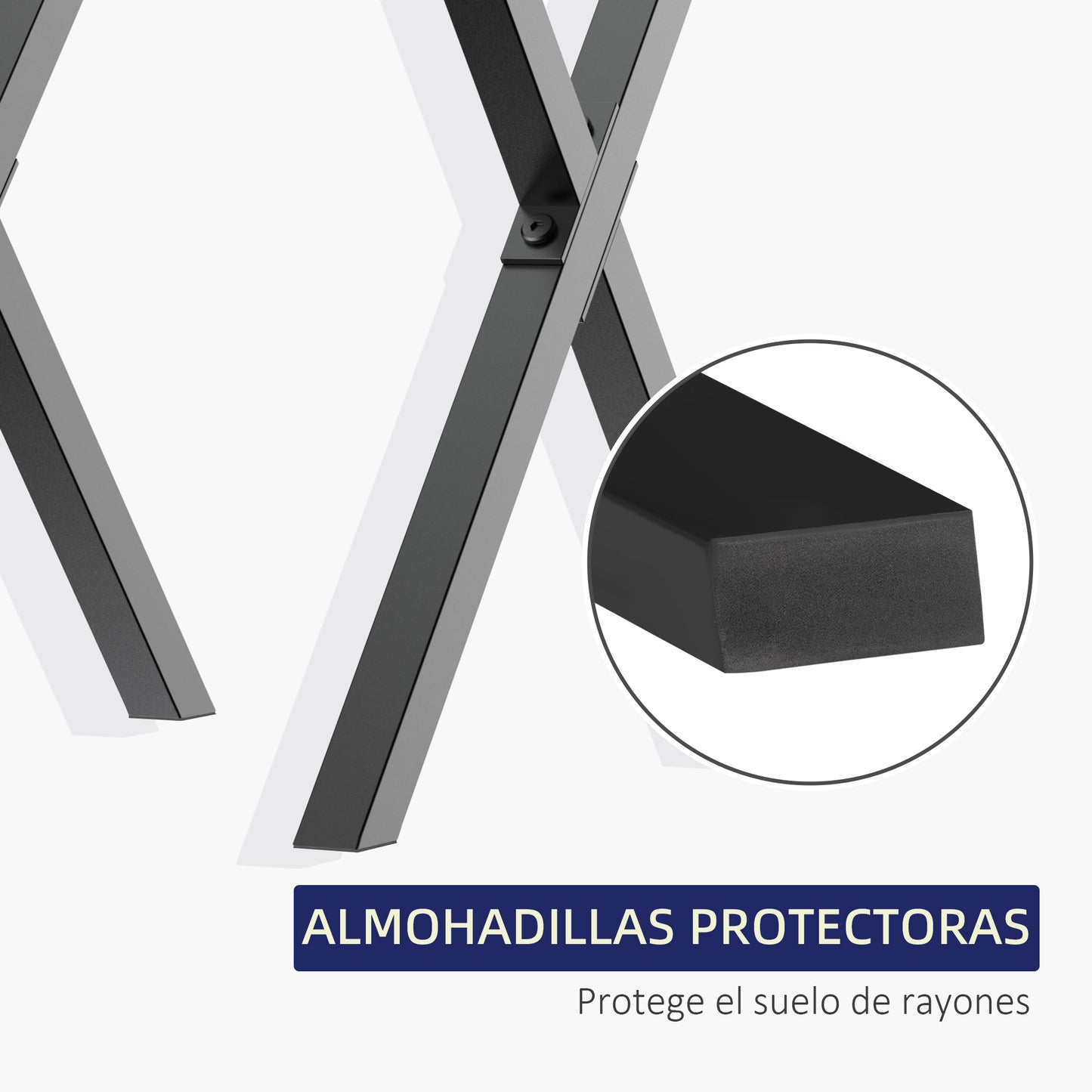 HOMCOM Conjunto de 2 Patas para Mesa Estilo Industrial 40x43 cm en Forma de X Patas de Muebles de Acero para Soporte con Protectores Tornillos de Montaje Incluidos Negro
