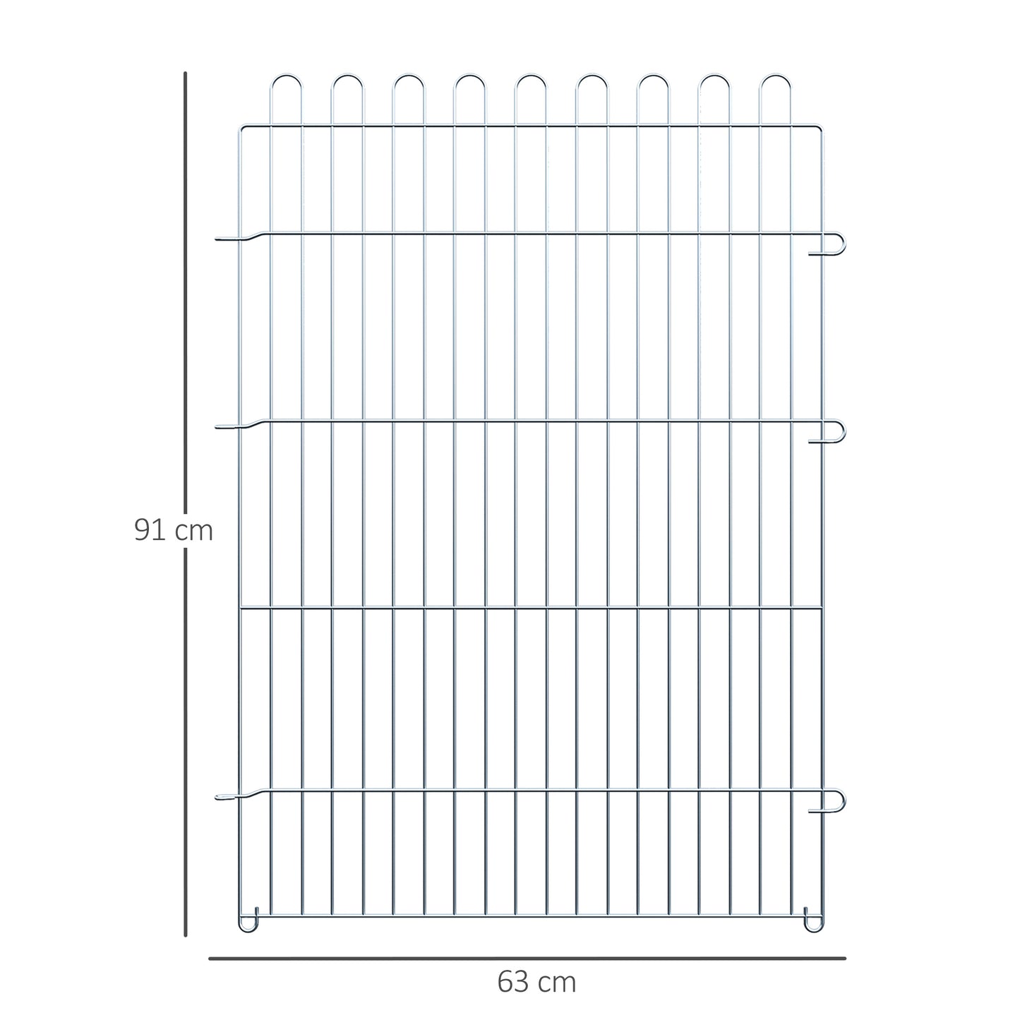 PawHut Parque para Perros de 8 Piezas 63x91 cm Vallas para Perros Plegables con 1 Puerta y Marco de Acero para Jardín Patio Plata