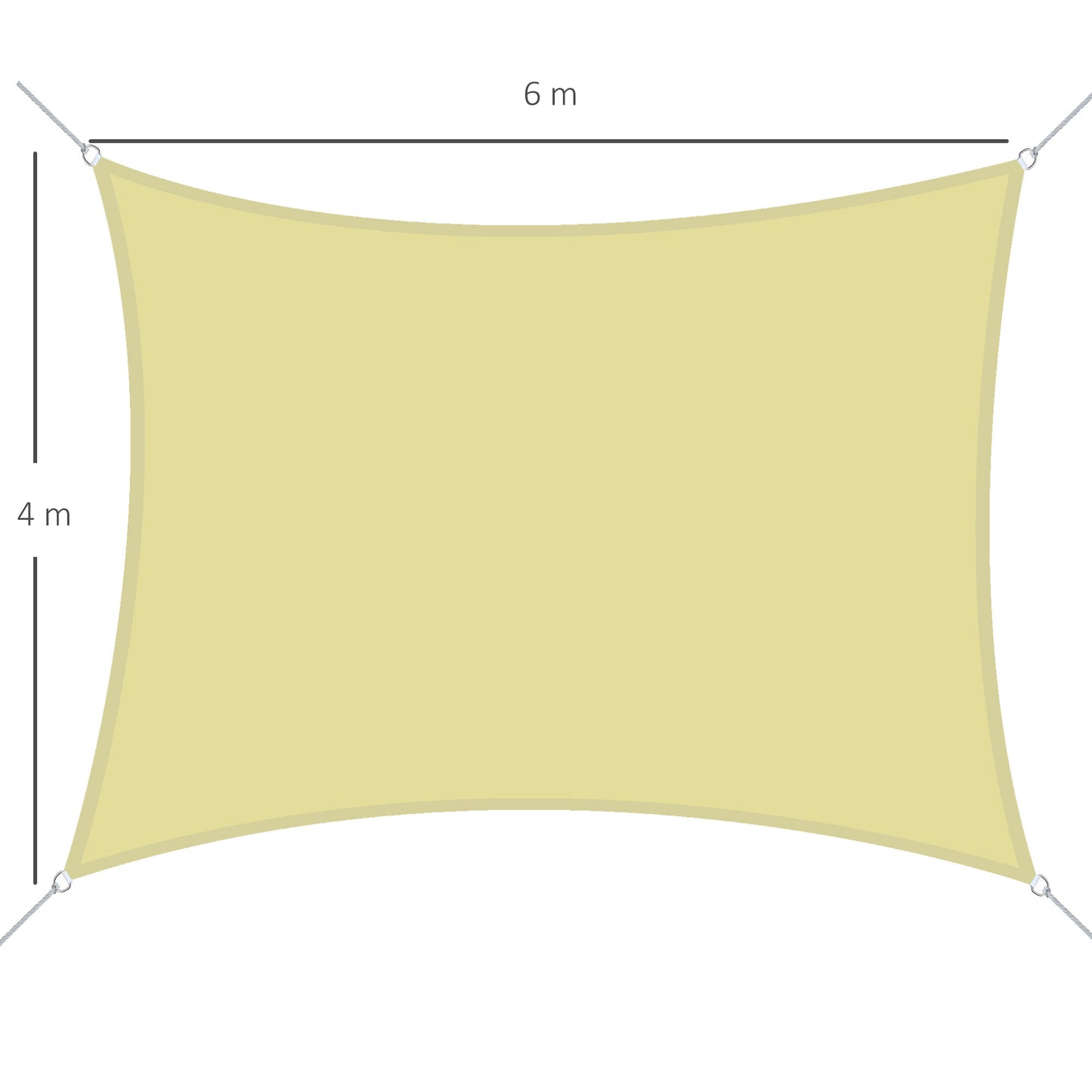 Outsunny Toldo Vela Rectángulo 4x6m Vela de Sombra para Terraza Jardín Camping Resistente al Agua Protección UV Poliéster Color Arena