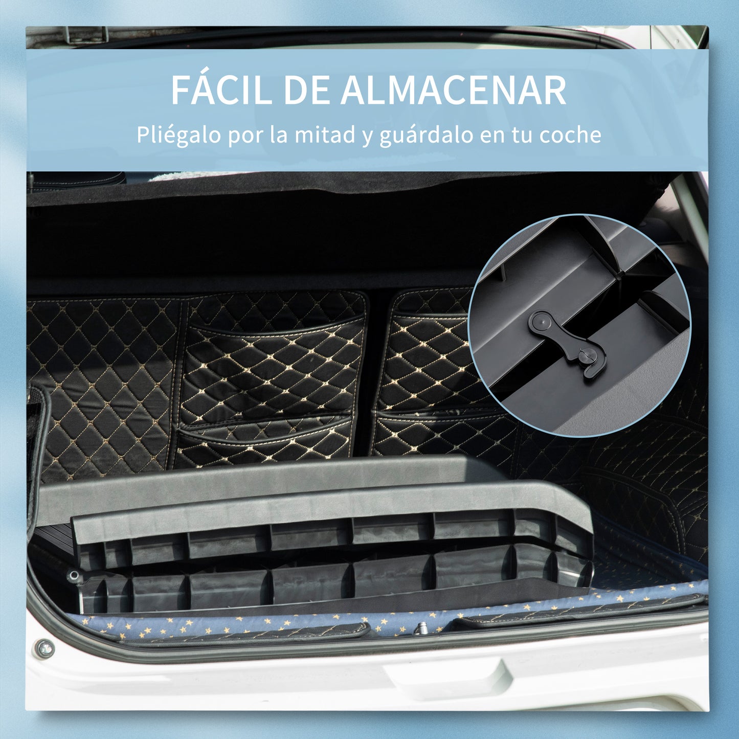 PawHut Rampa Plegable para Perros y Gatos con Almohadillas Antideslizantes Escaleras de Mascotas para Coche Cama Sofá Carga 75 kg 155x39x14 cm Negro