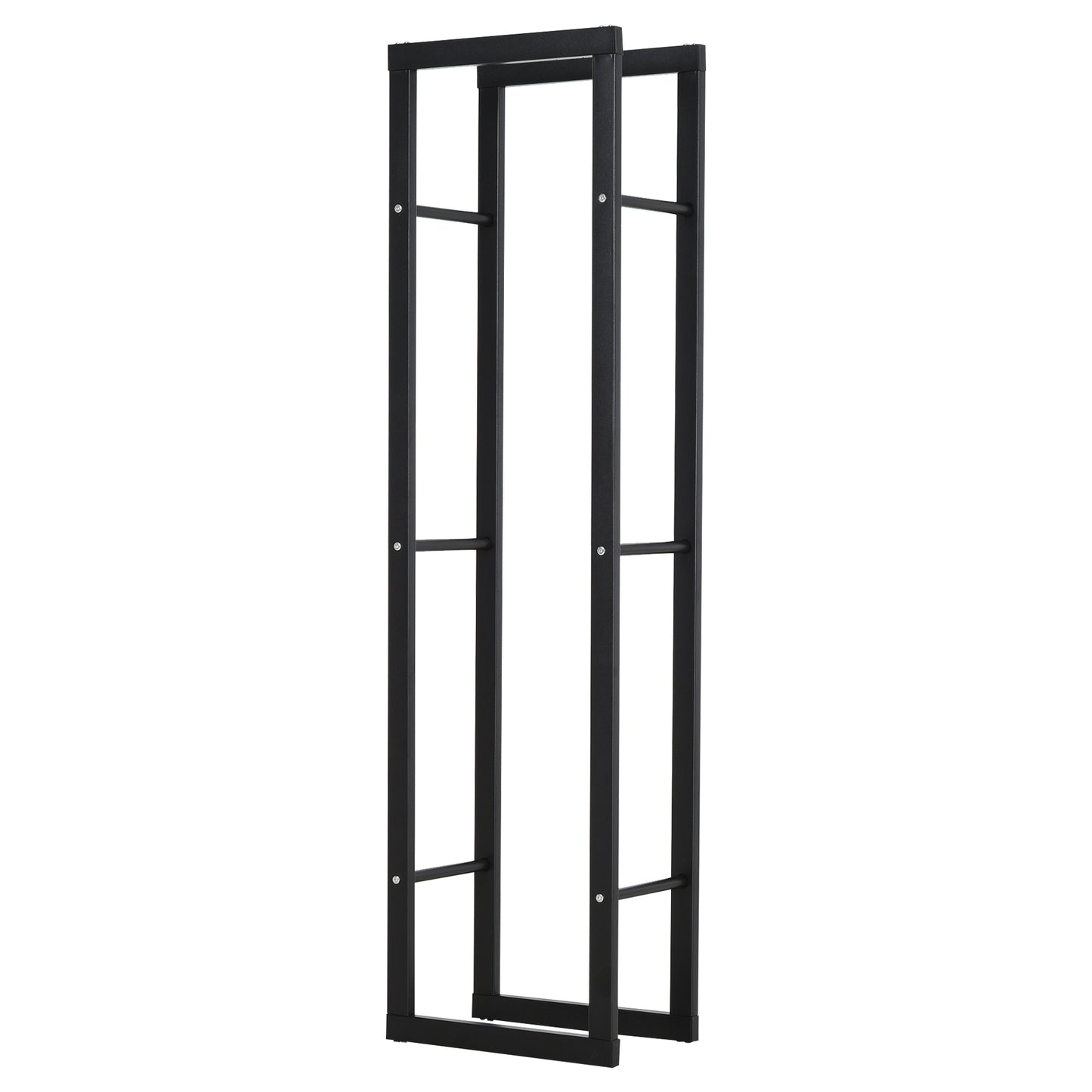 HOMCOM Soporte para Leña Estante de Leña Metálico Leñero de Exterior de Metal para Interior y Exterior Carga 100 kg 40x25x150 cm Negro