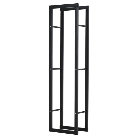 HOMCOM Soporte para Leña Estante de Leña Metálico Leñero de Exterior de Metal para Interior y Exterior Carga 100 kg 40x25x150 cm Negro