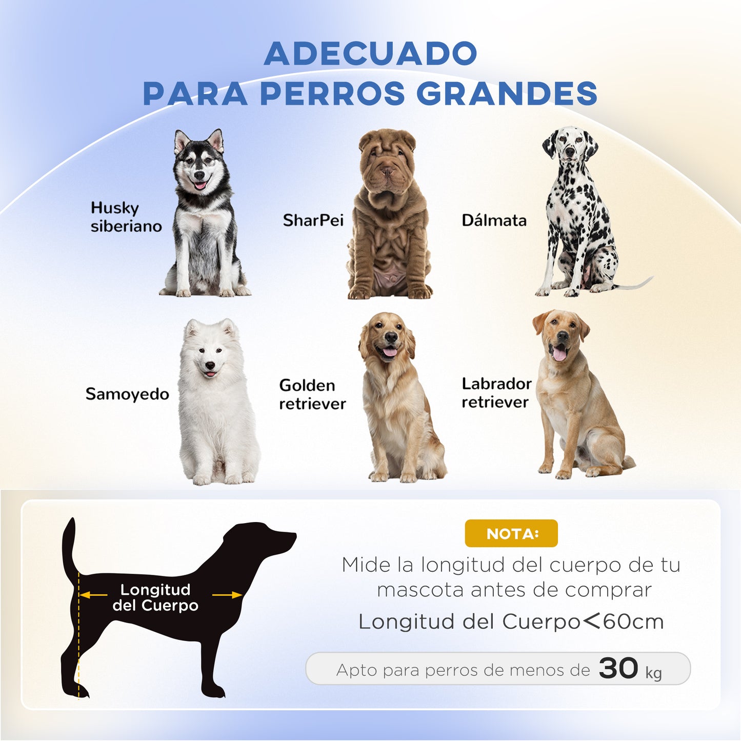 PawHut Sofá para Perros Grandes Sofá para Mascotas con Cojín Extraíble Funda Lavable y Patas de Madera Carga 30 kg para Interior 100x70x25 cm Azul