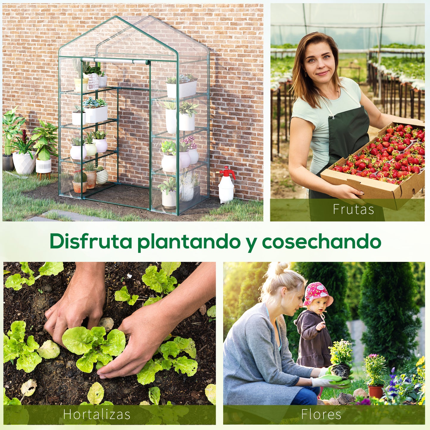 Outsunny Invernadero de Jardín Caseta para Cultivos Plantas Tomates Flores 143x73x195cm Tubo de Acero Cubierta PVC