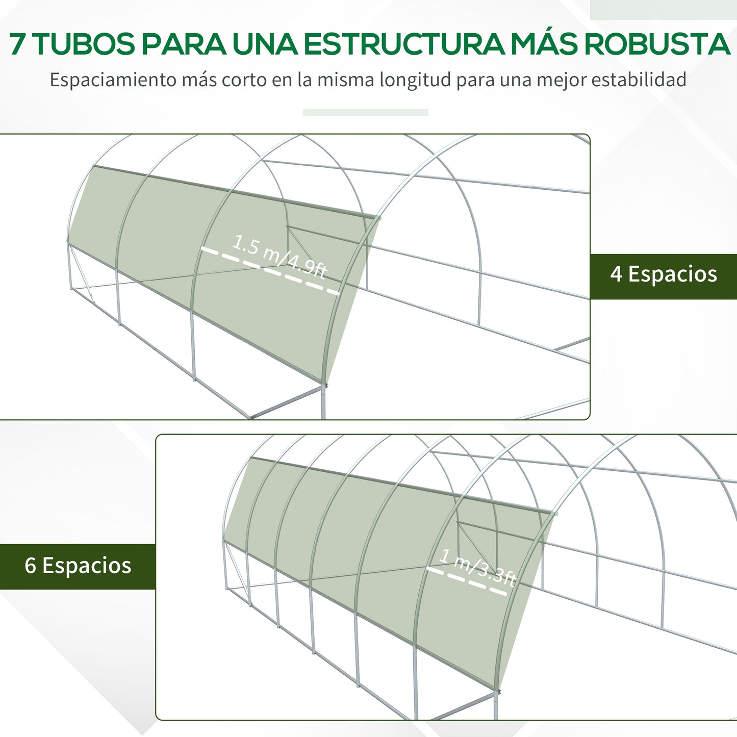 Outsunny Invernadero de Túnel de Jardín 6x3x2 m con Puerta y 12 Ventanas Enrollables de Polietileno 140 g/m² y Acero Galvanizado para Cultivos Plantas Flores Blanco