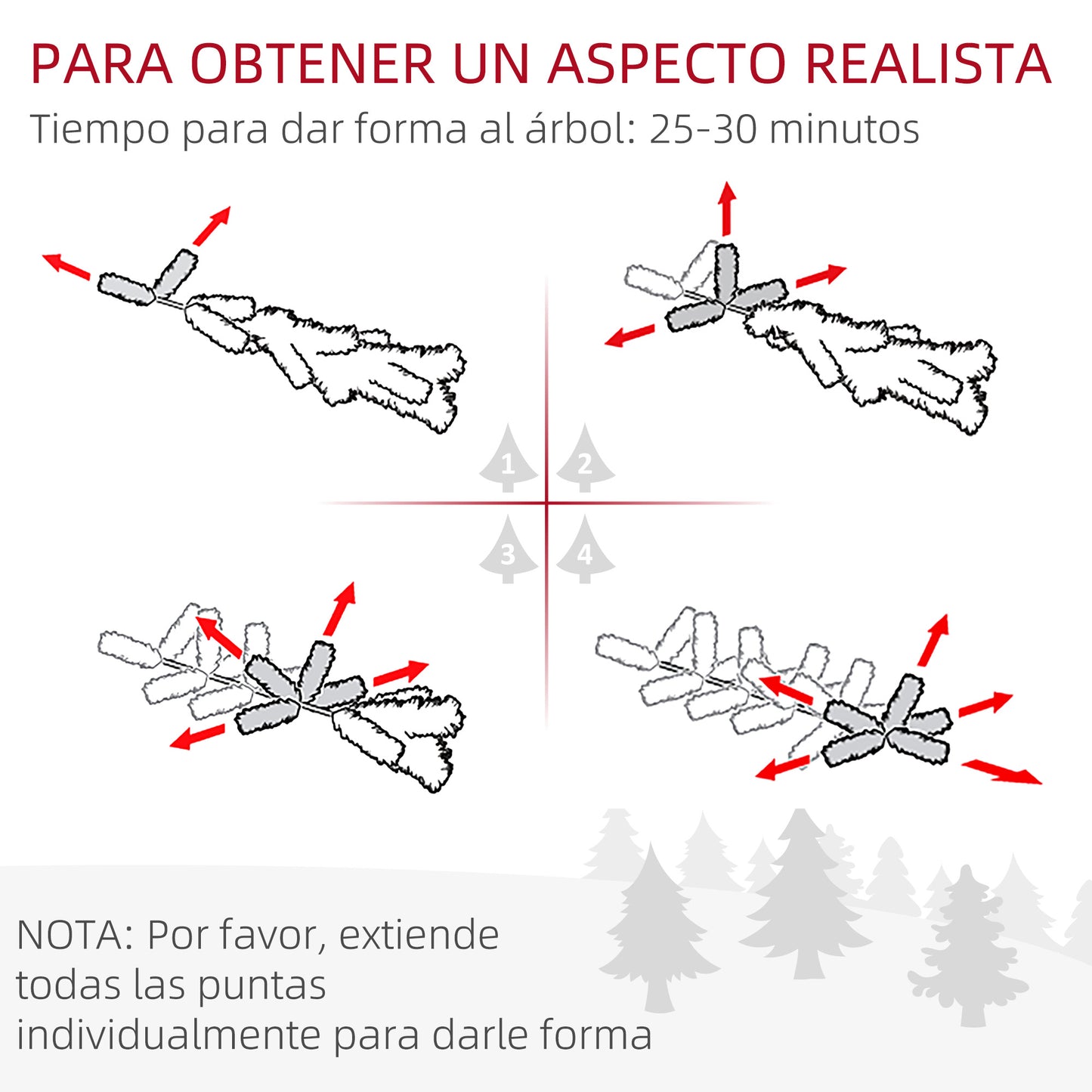 HOMCOM Árbol de Navidad 190 cm Árbol de Navidad Grande Árbol de Navidad Artificial con 570 Ramas y Soporte de Metal Árbol Navideño para Salón Interior Verde