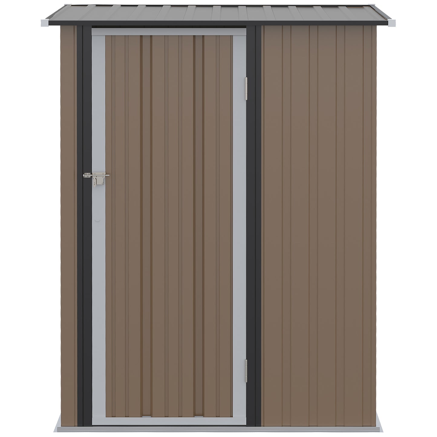 Outsunny Caseta de Jardín 1,07 m² 142x84x189 cm Cobertizo Exterior Metálico con Puerta Cerradura y Orificios de Drenaje para Almacenamiento de Herramientas Marrón